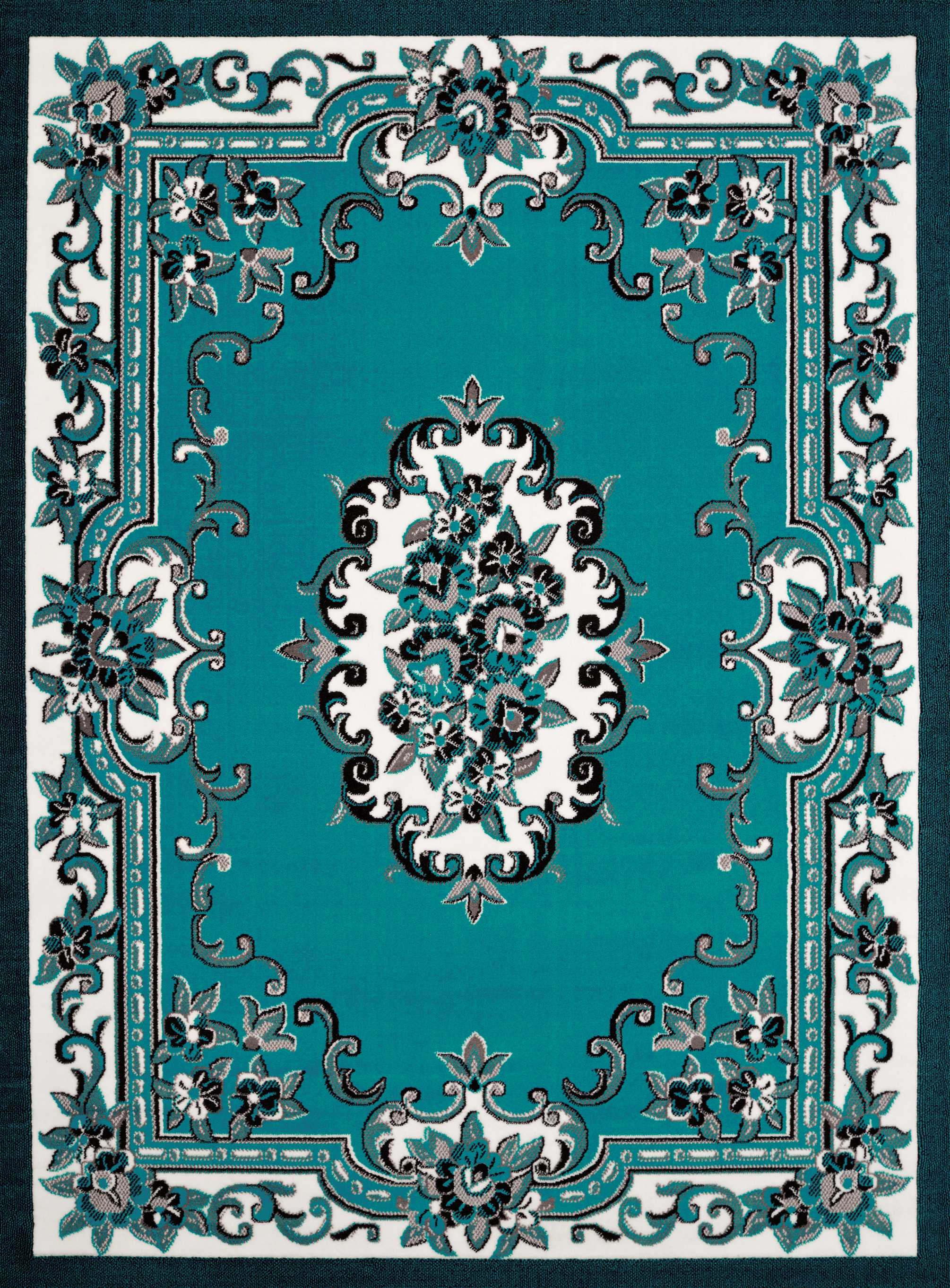 63" x 86" Aqua Olefin Area Rug