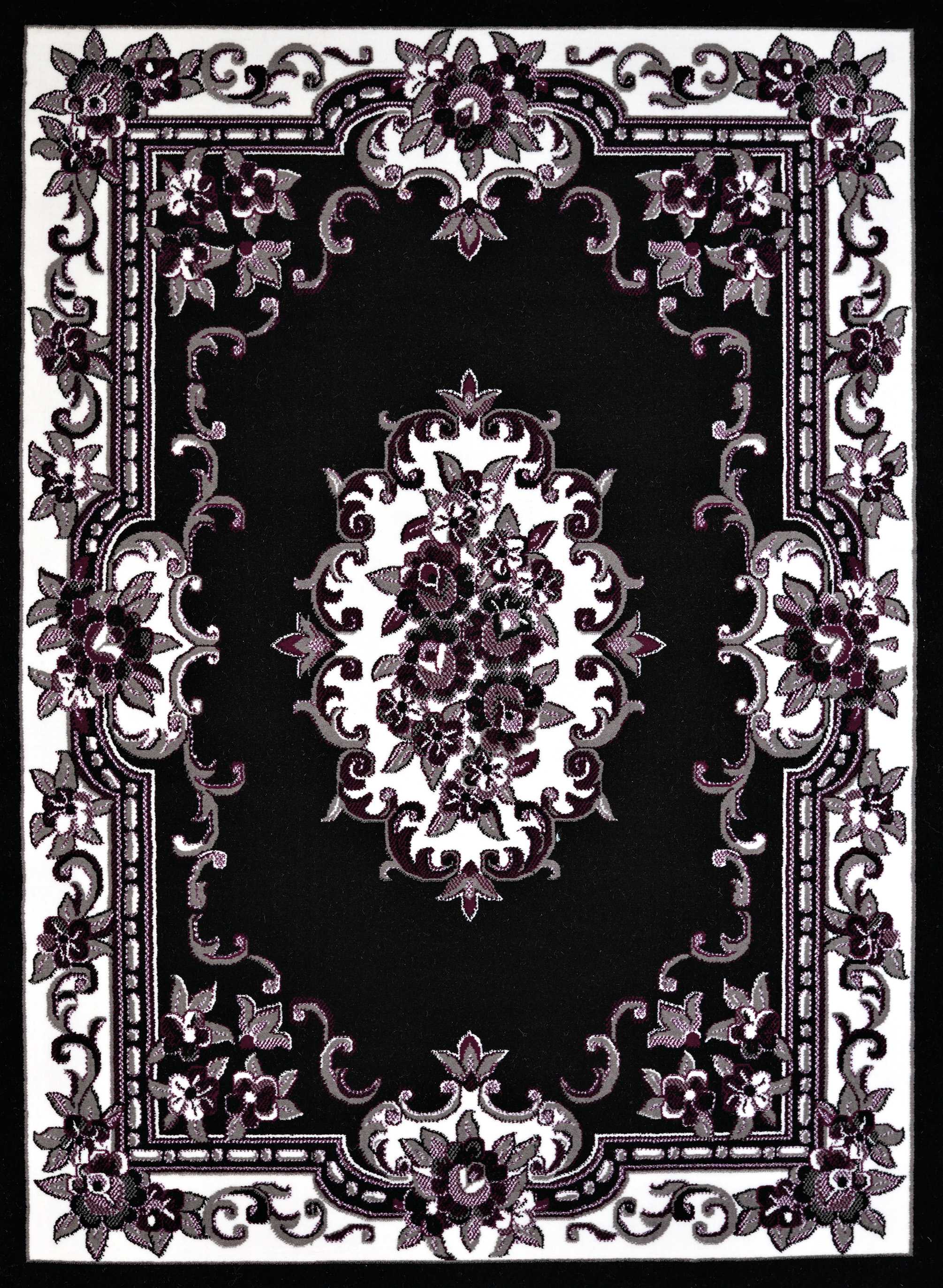 63" x 86" Black Olefin Area Rug