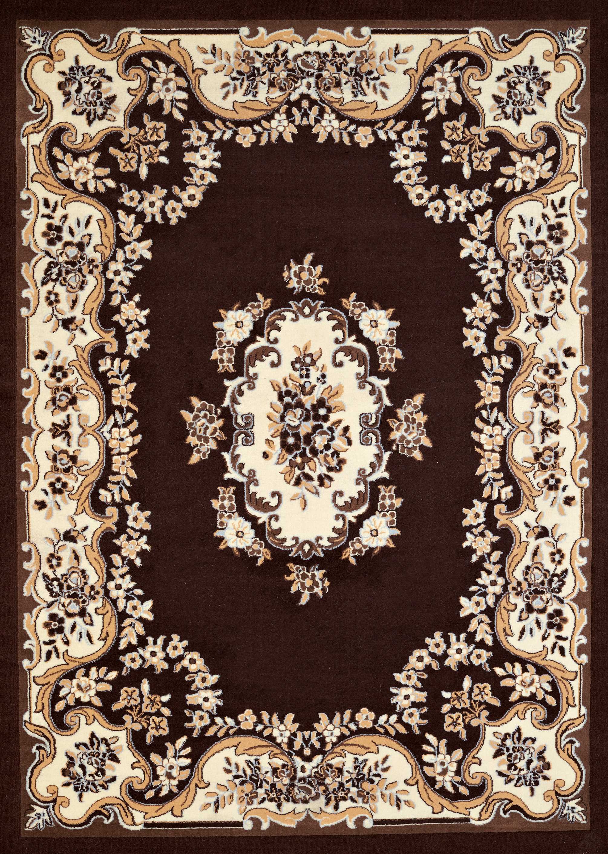 63" x 86" Dark Brown Olefin Area Rug
