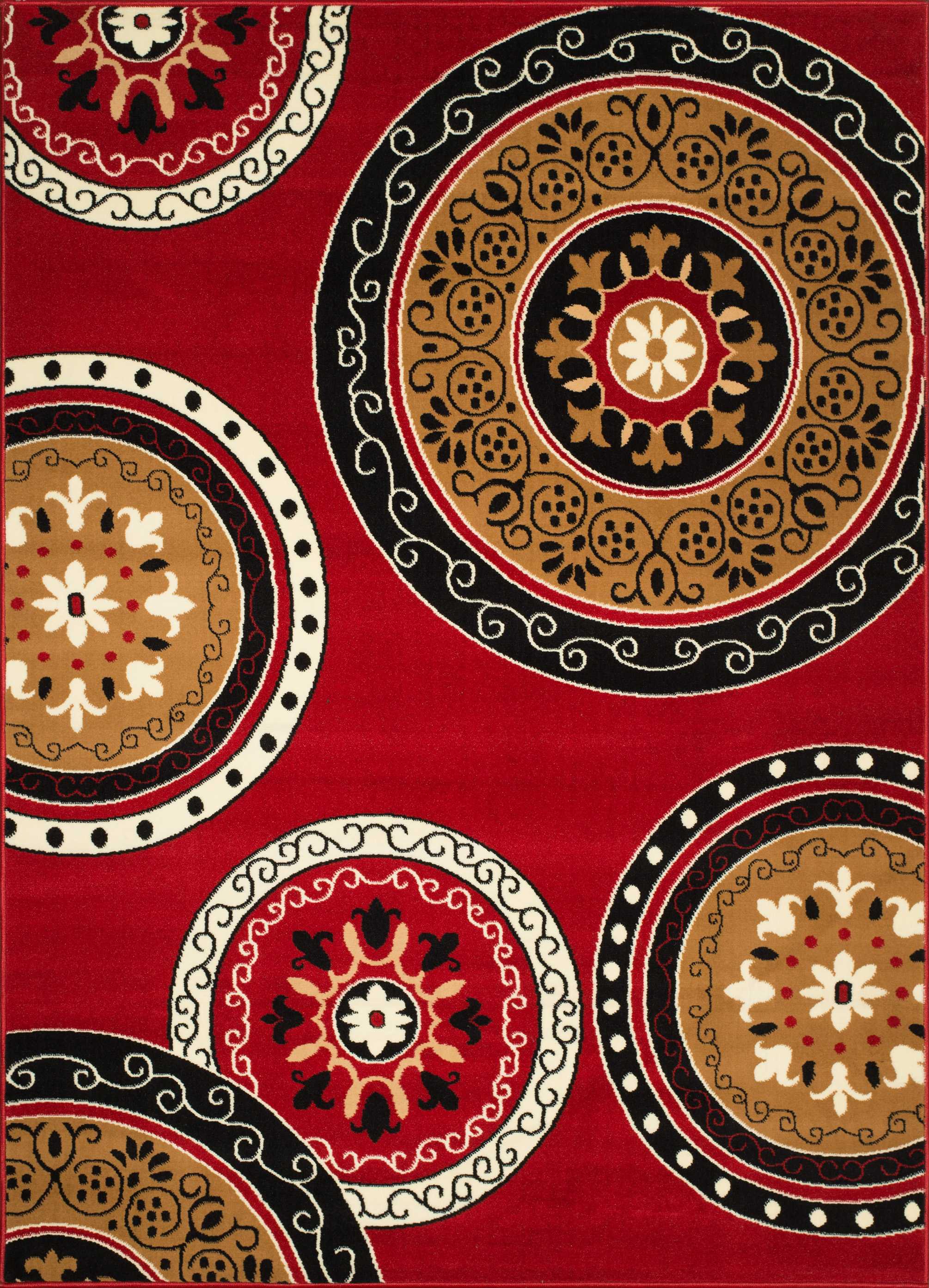 63" x 86" Red Olefin Area Rug