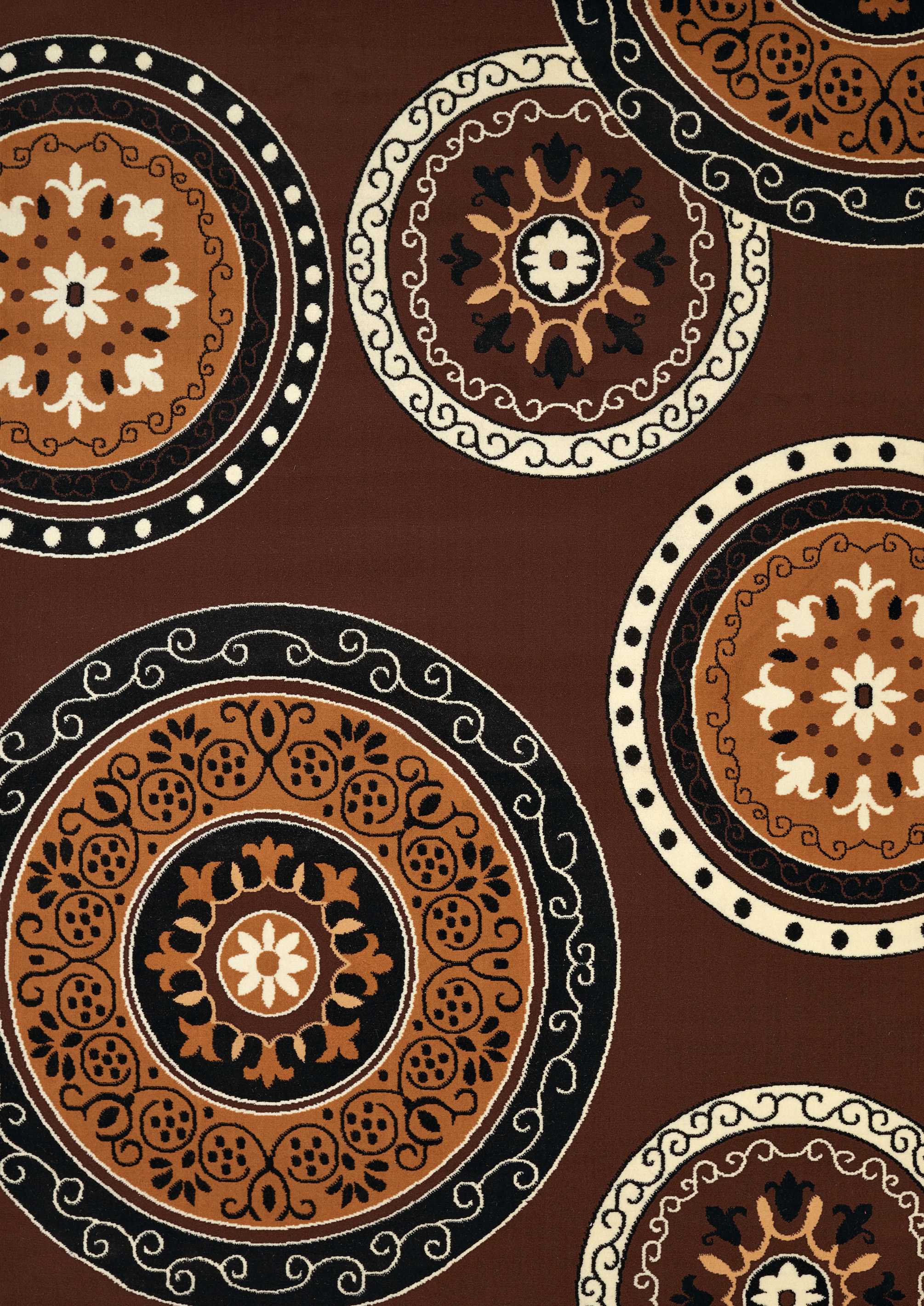 63" x 86" Dark Brown Olefin Area Rug