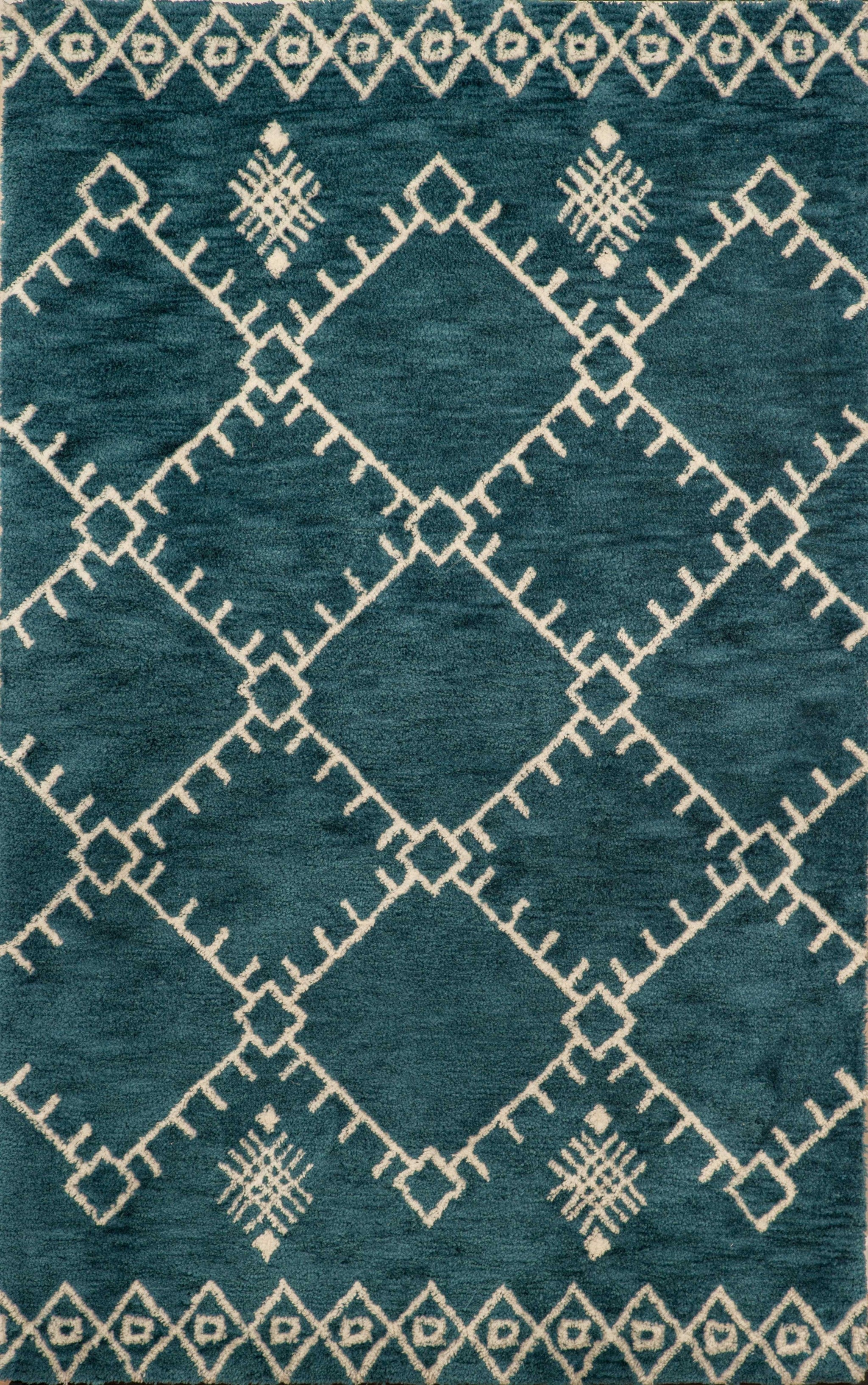 63" x 86" Denim Blue Polyester Runner Rug