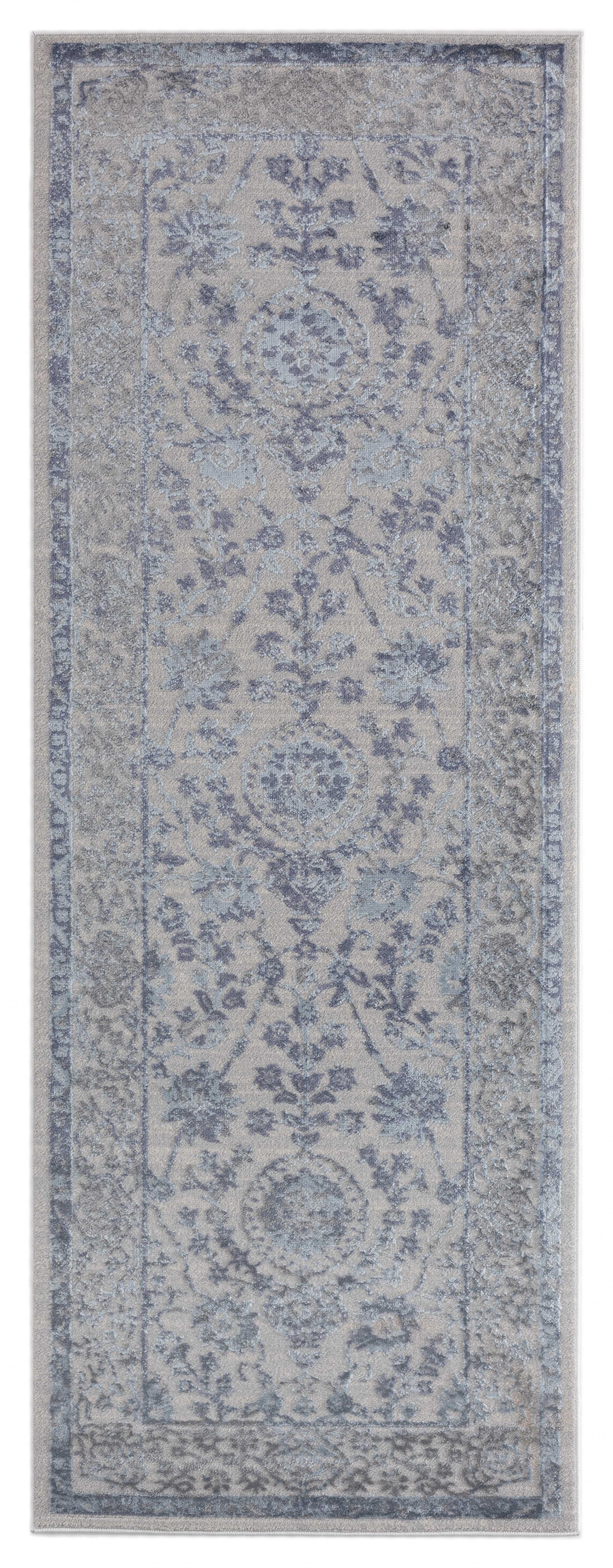 31" x 86" Blue Polyester / Olefin Runner Rug