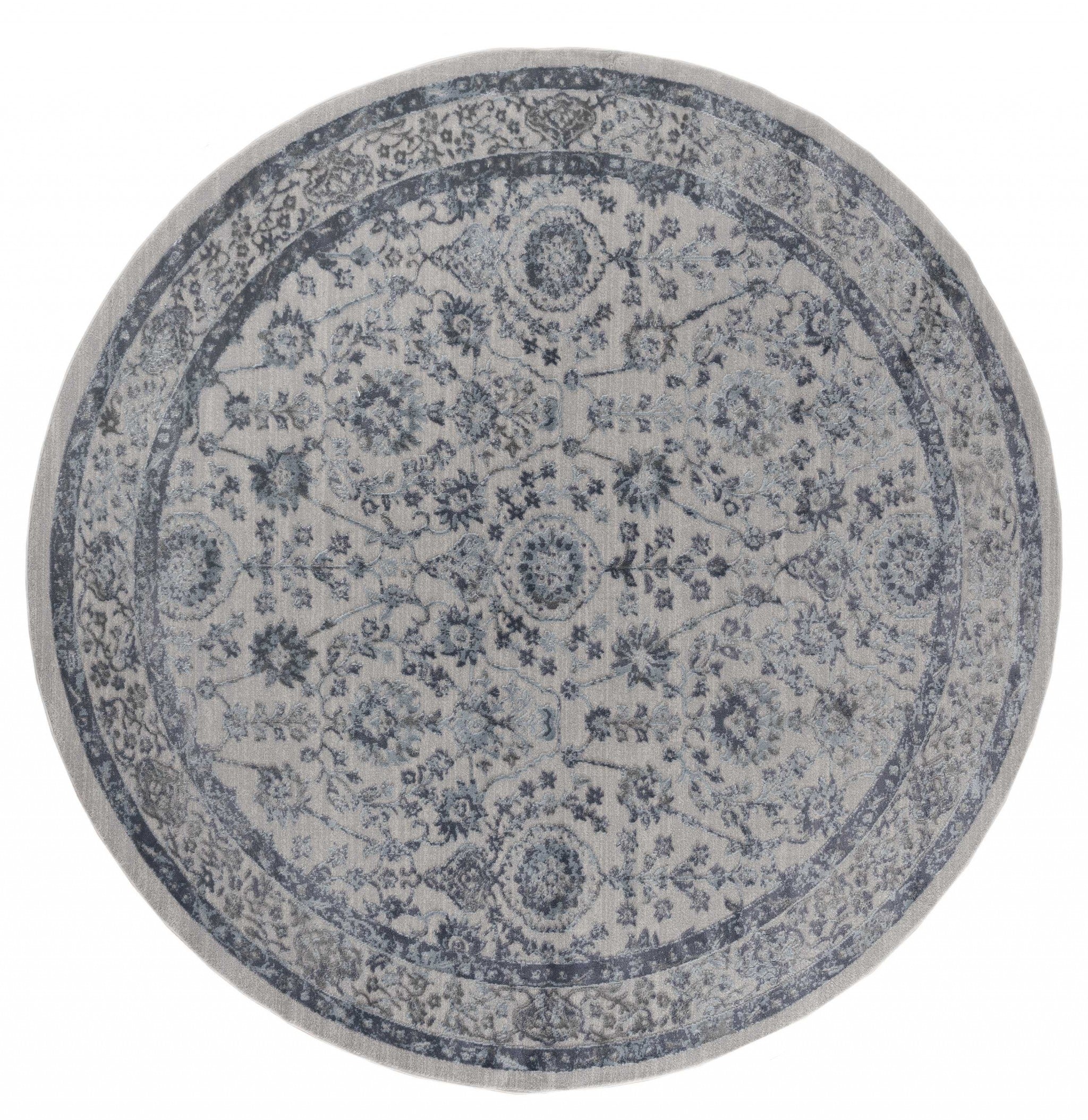 94" x 94" Blue Polyester / Olefin Round Rug