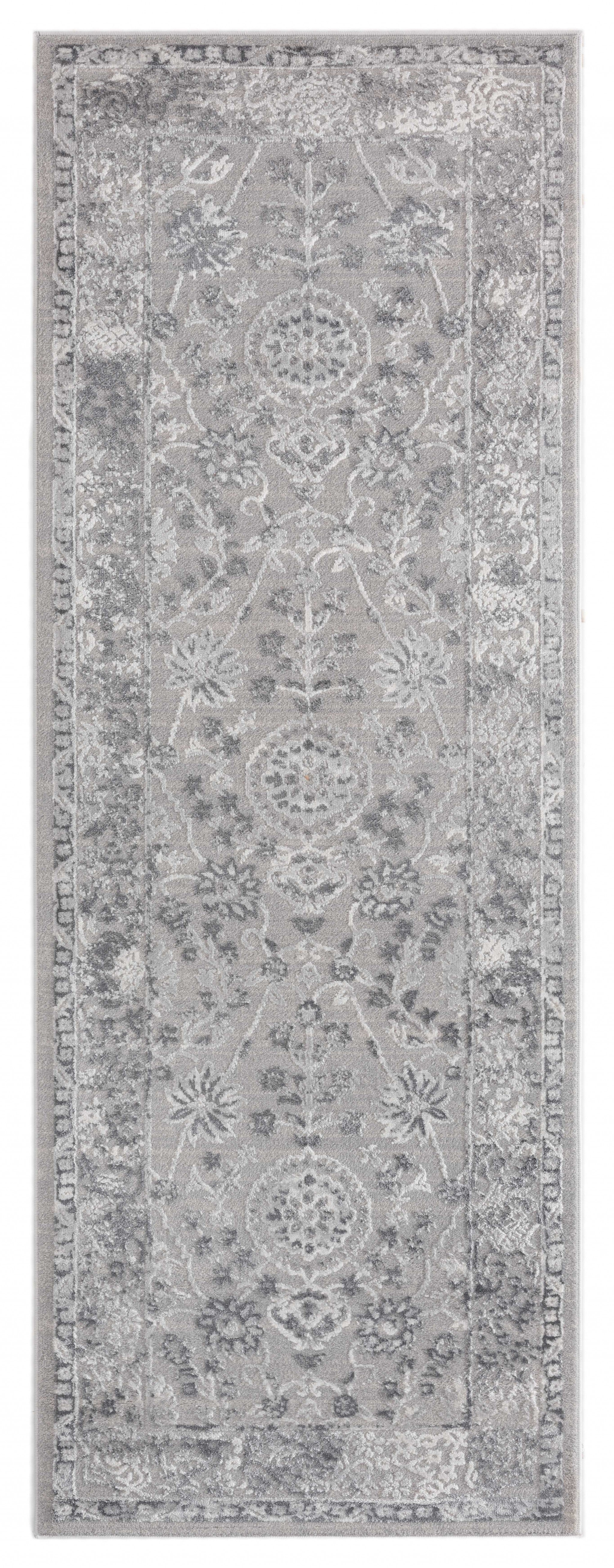 31" x 86" Grey Polyester / Olefin Runner Rug