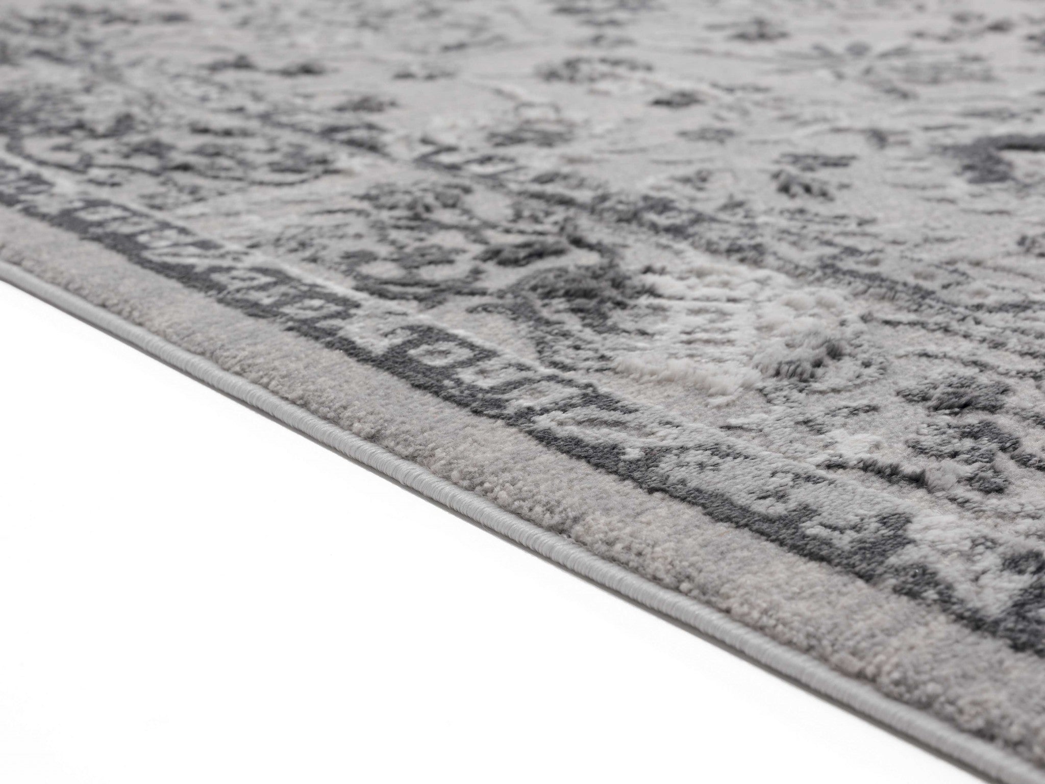 63" x 86" Grey Polyester / Olefin Area Rug