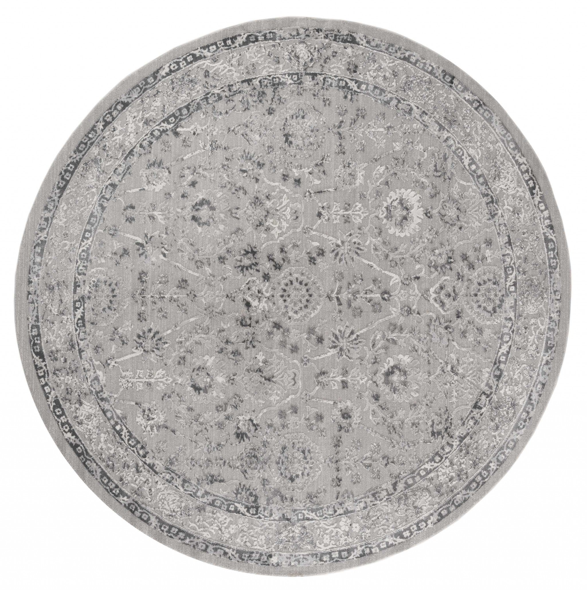 94" x 94" Grey Polyester / Olefin Round Rug