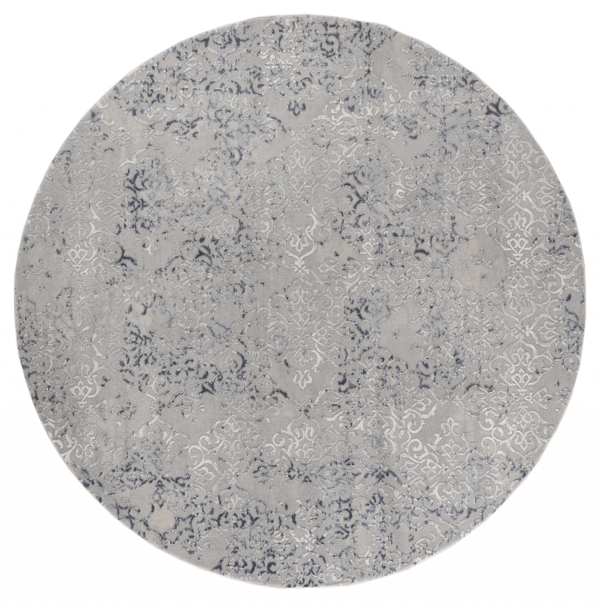 94" x 94" Blue Polyester / Olefin Round Rug