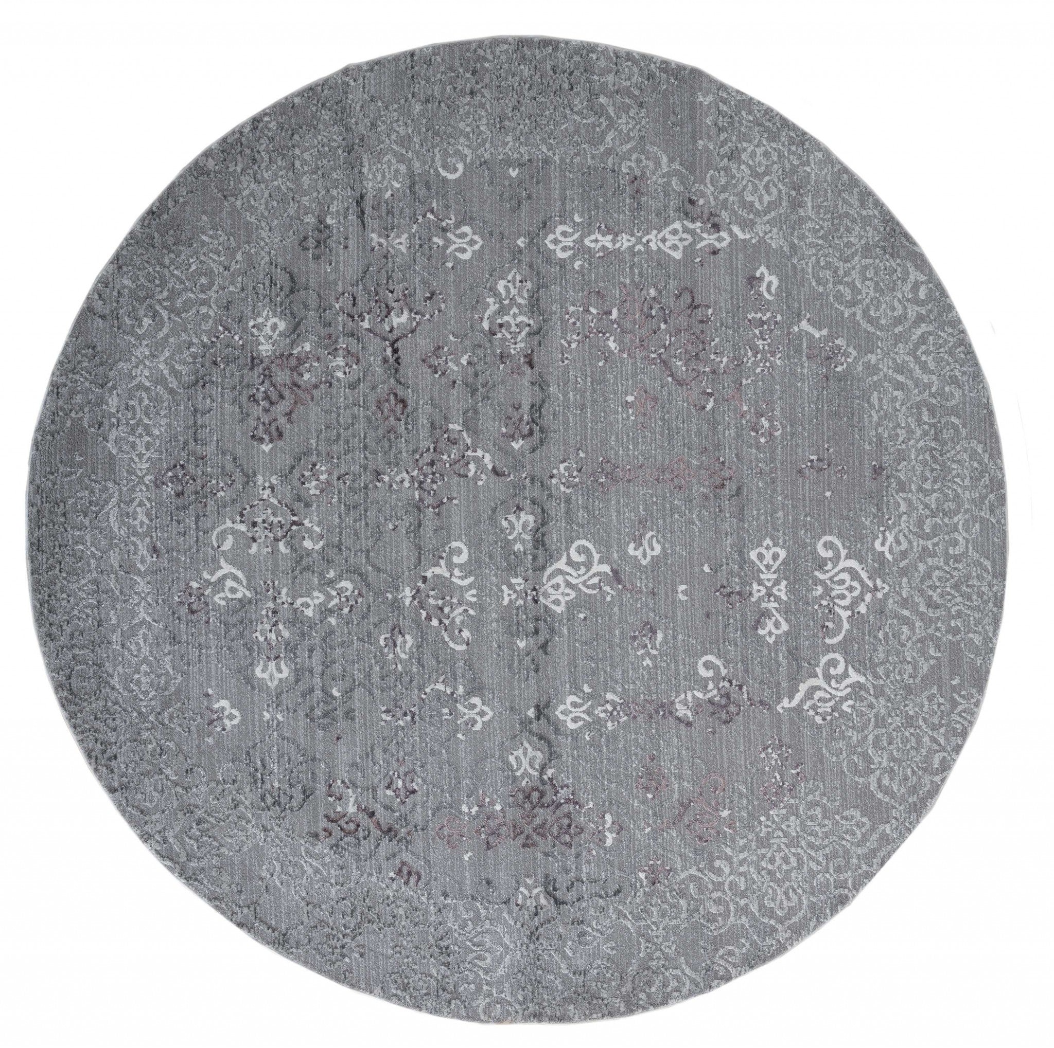 94" x 94" Plum Polyester / Olefin Round Rug