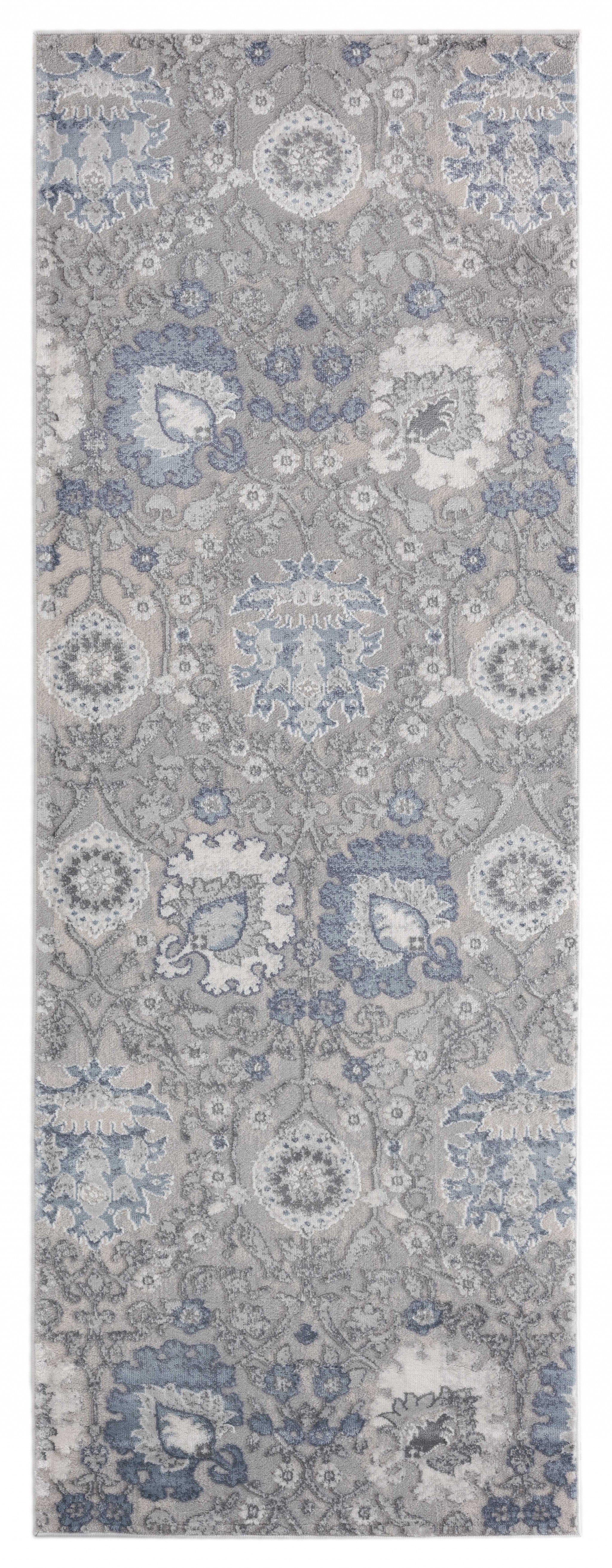 31" x 86" Blue Polyester / Olefin Runner Rug