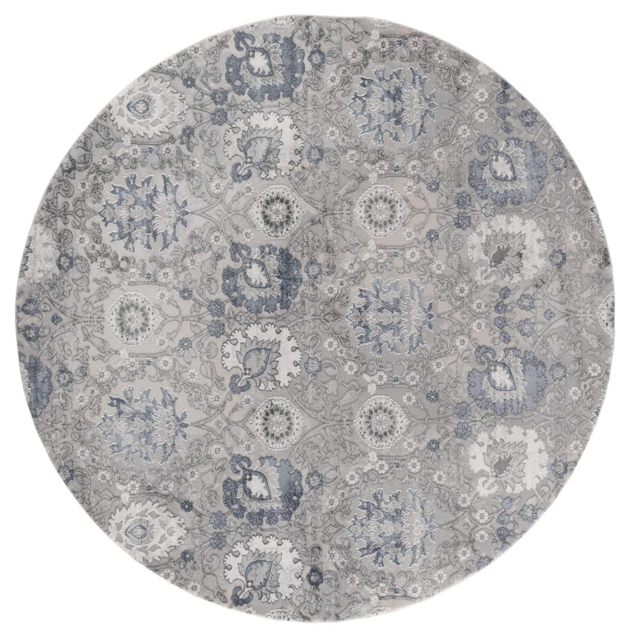 94" x 94" Blue Polyester / Olefin Round Rug