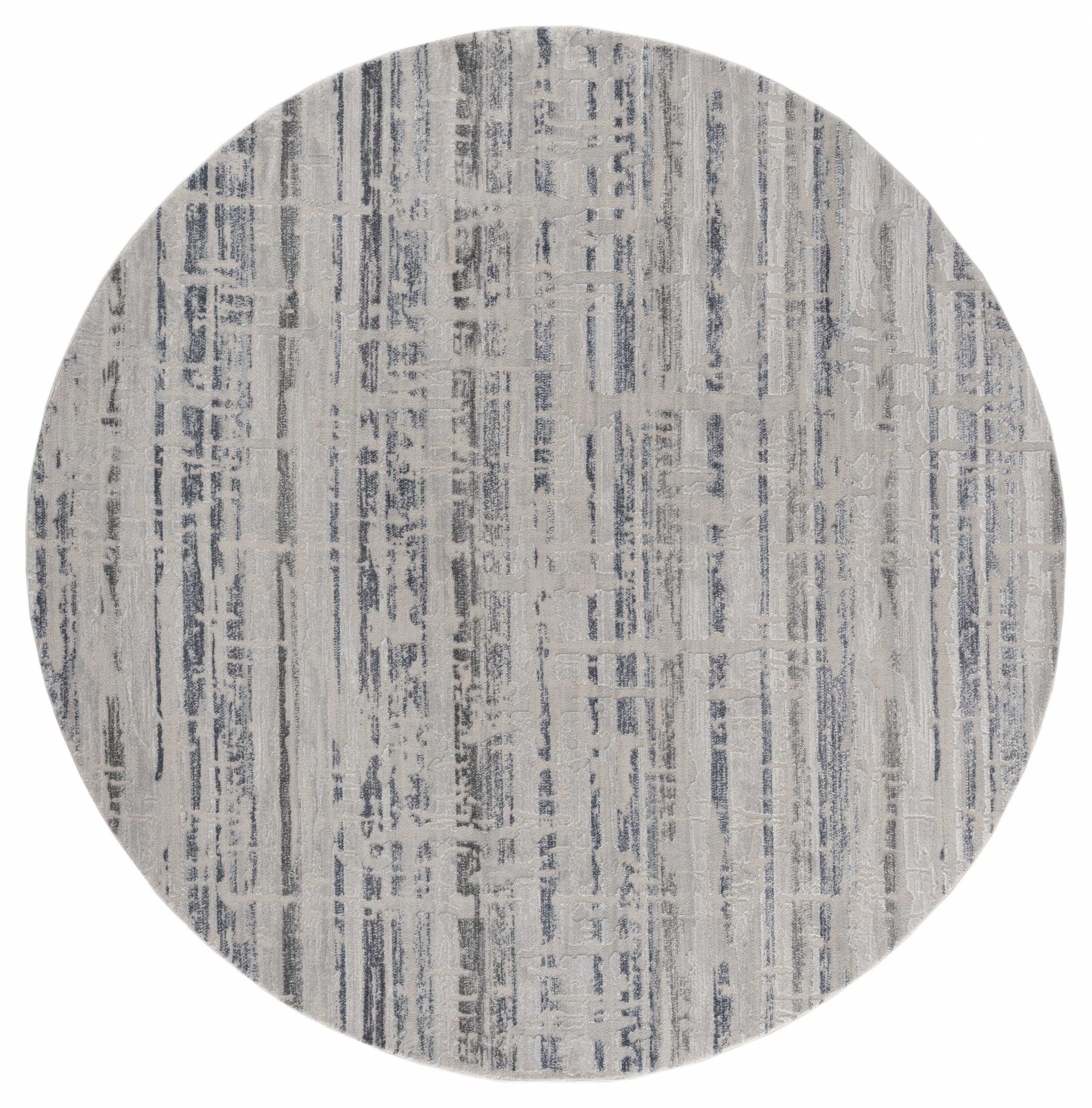 94" x 94" Blue Polyester / Olefin Round Rug