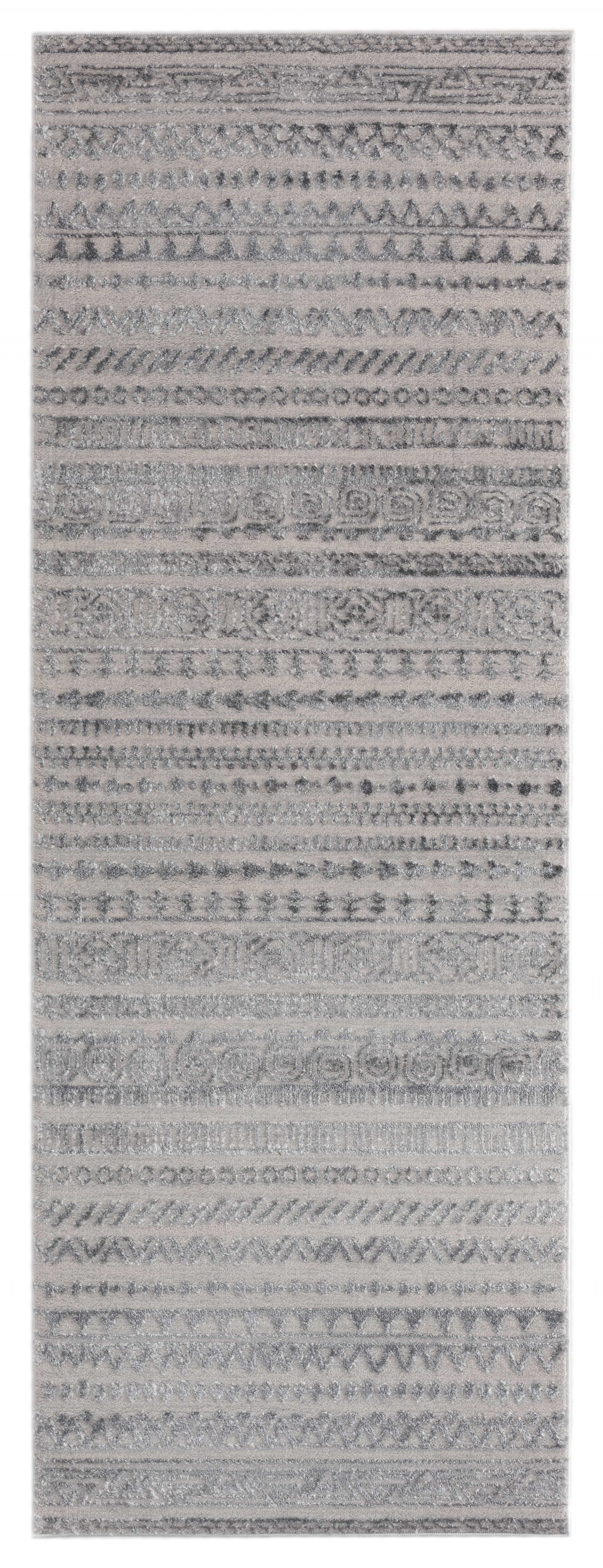 31" x 86" Grey Polyester / Olefin Runner Rug