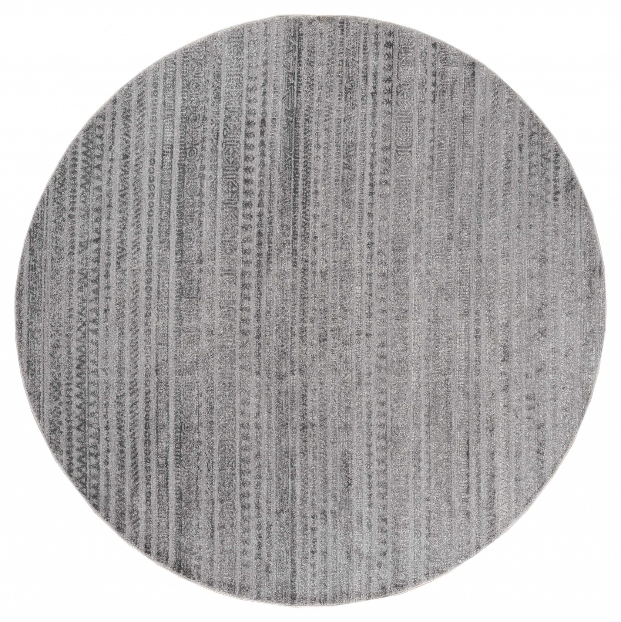 94" x 94" Grey Polyester / Olefin Round Rug