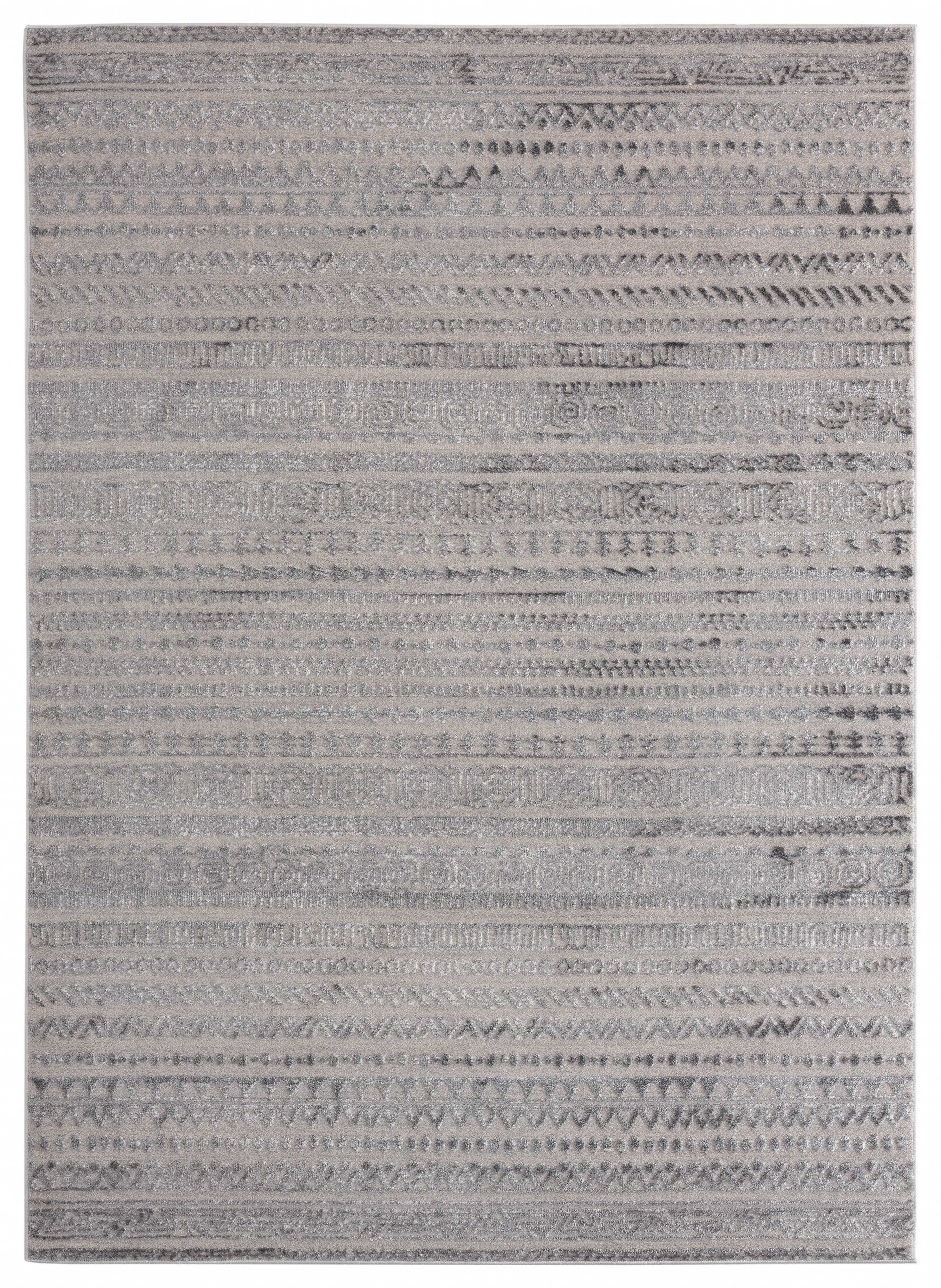 94" x 126" Grey Polyester / Olefin Area Rug