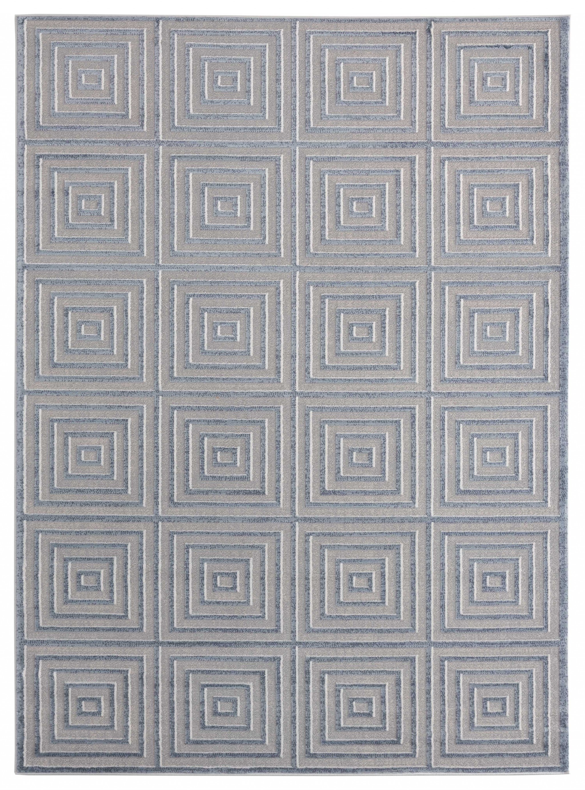 23" x 36" Blue / Grey Polyester / Olefin Accent Rug
