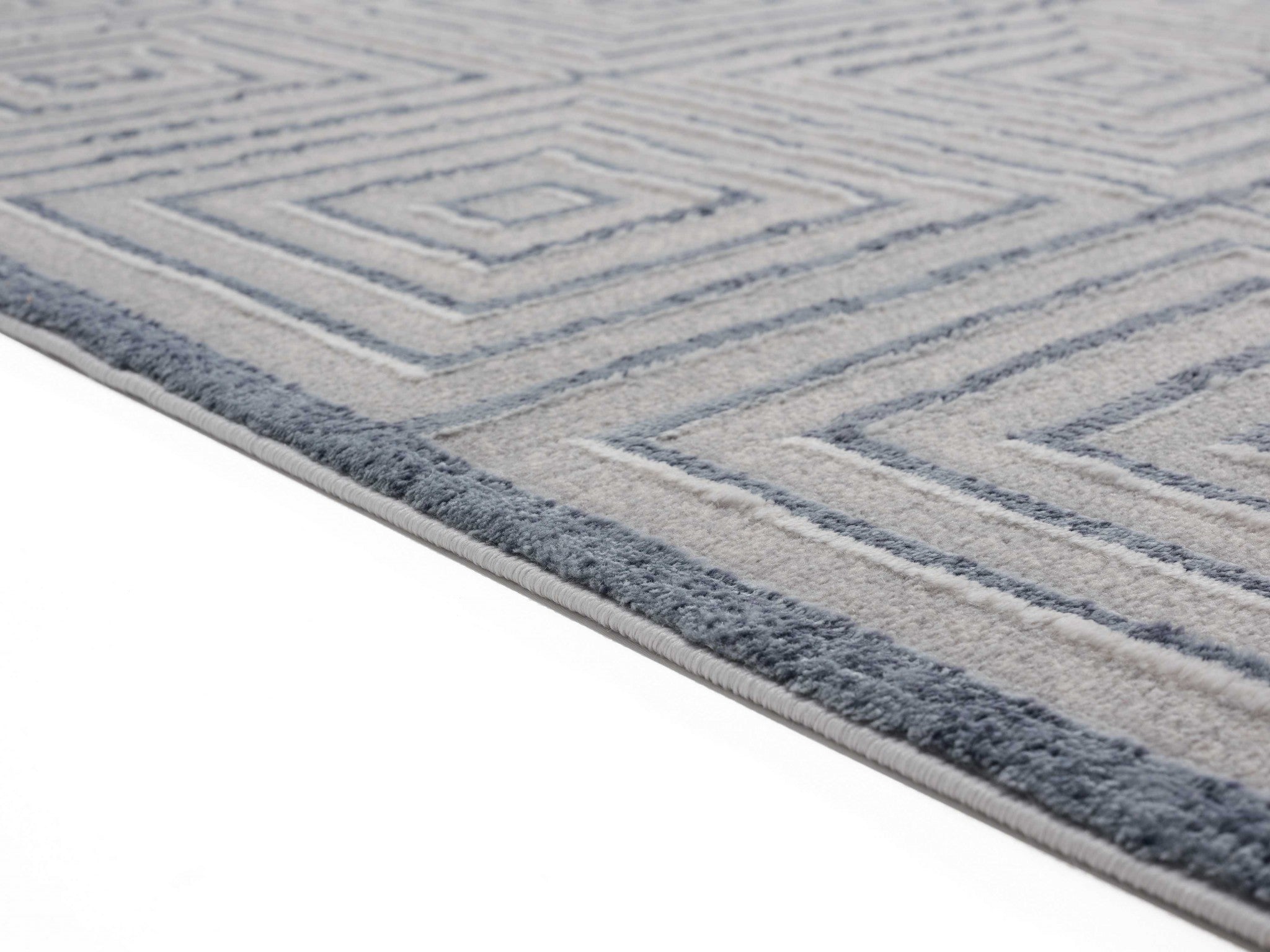 31" x 86" Blue / Grey Polyester / Olefin Runner Rug