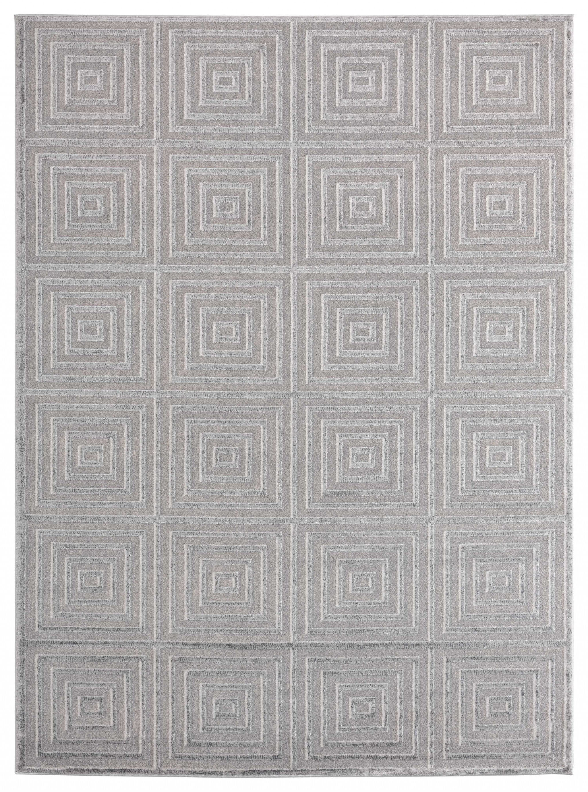 63" x 86" Silver Polyester / Olefin Area Rug