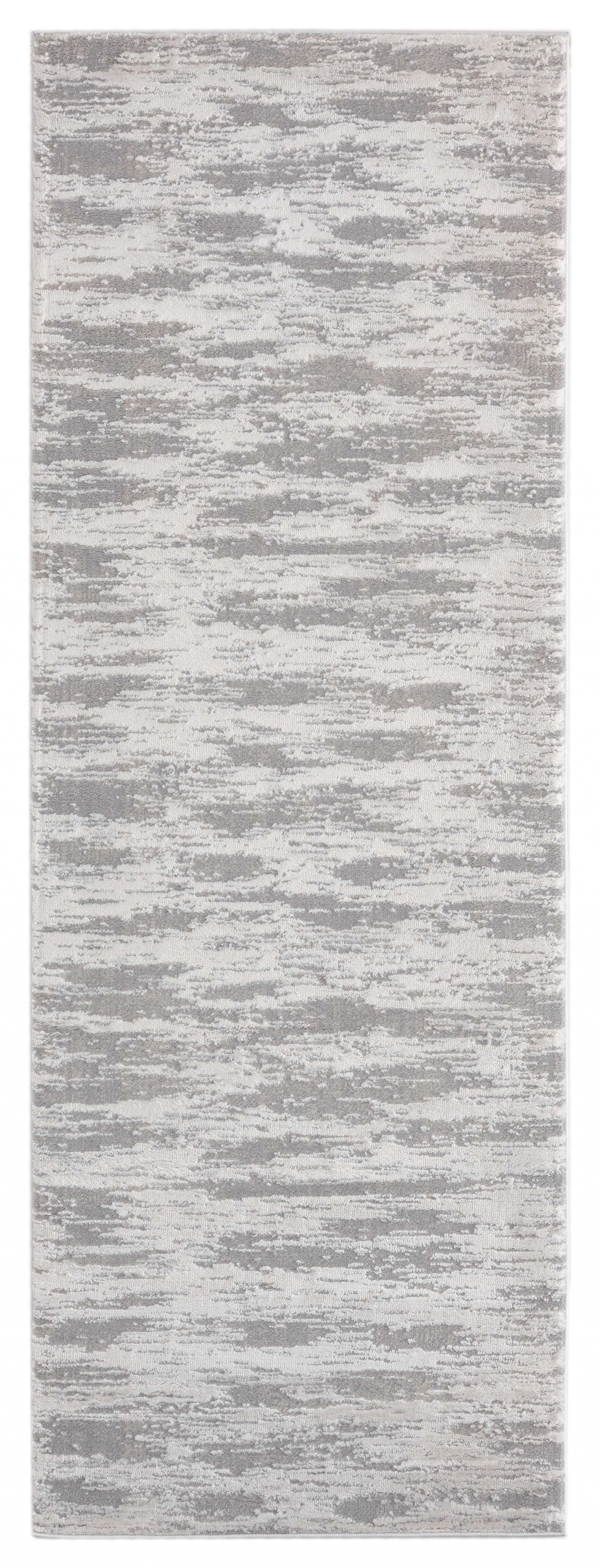 31" x 86" Silver Polyester / Olefin Runner Rug