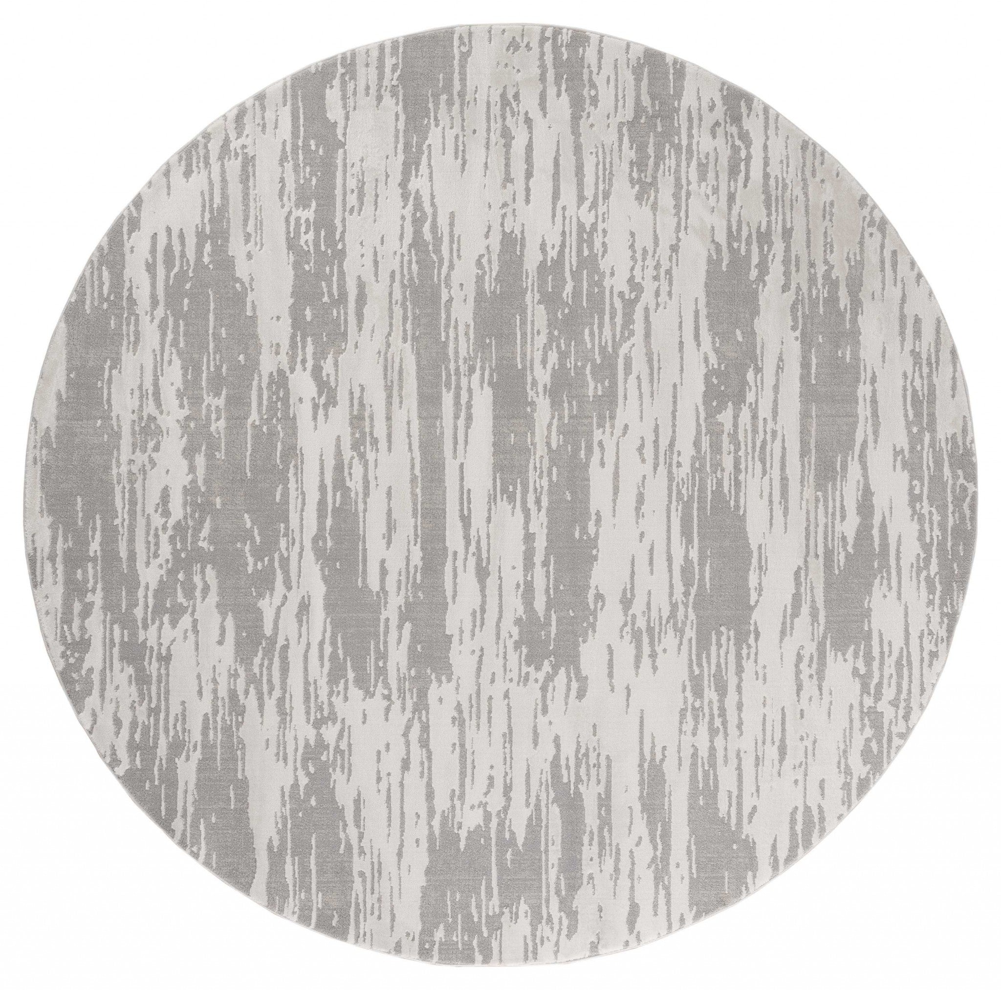 94" x 94" Silver Polyester / Olefin Round Rug