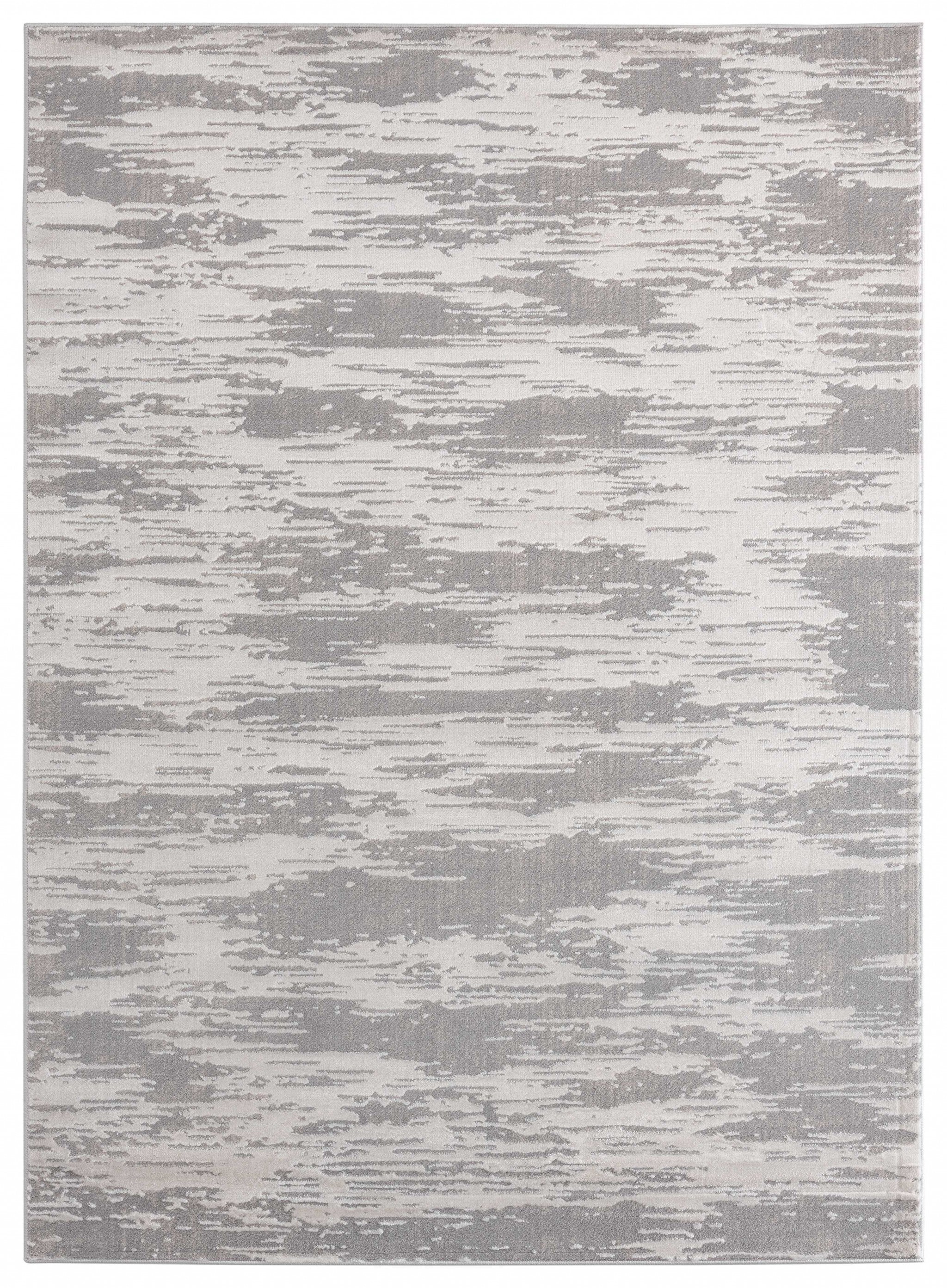 94" x 126" Silver Polyester / Olefin Area Rug