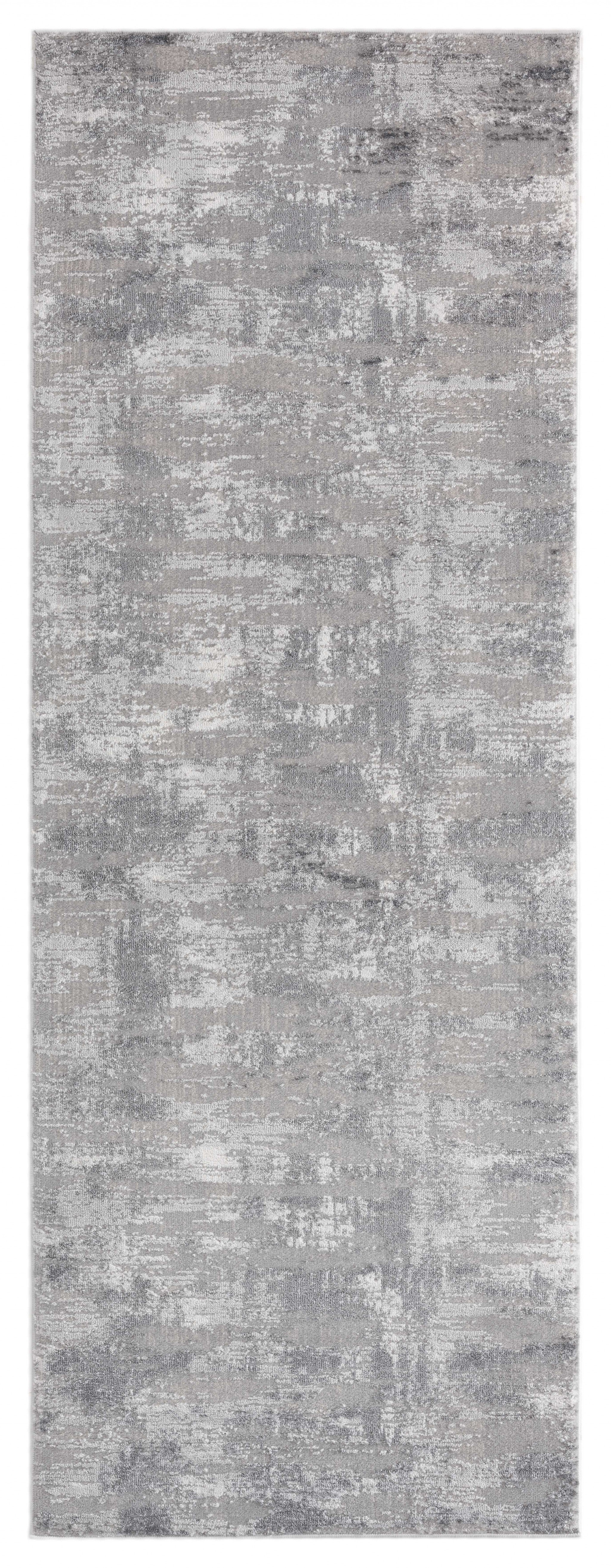 31" x 86" Grey Polyester / Olefin Runner Rug