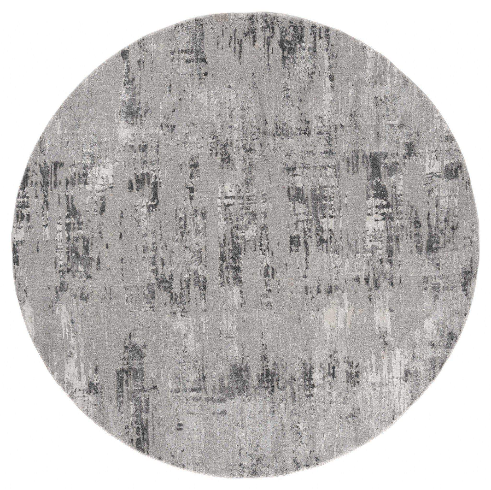 94" x 94" Grey Polyester / Olefin Round Rug