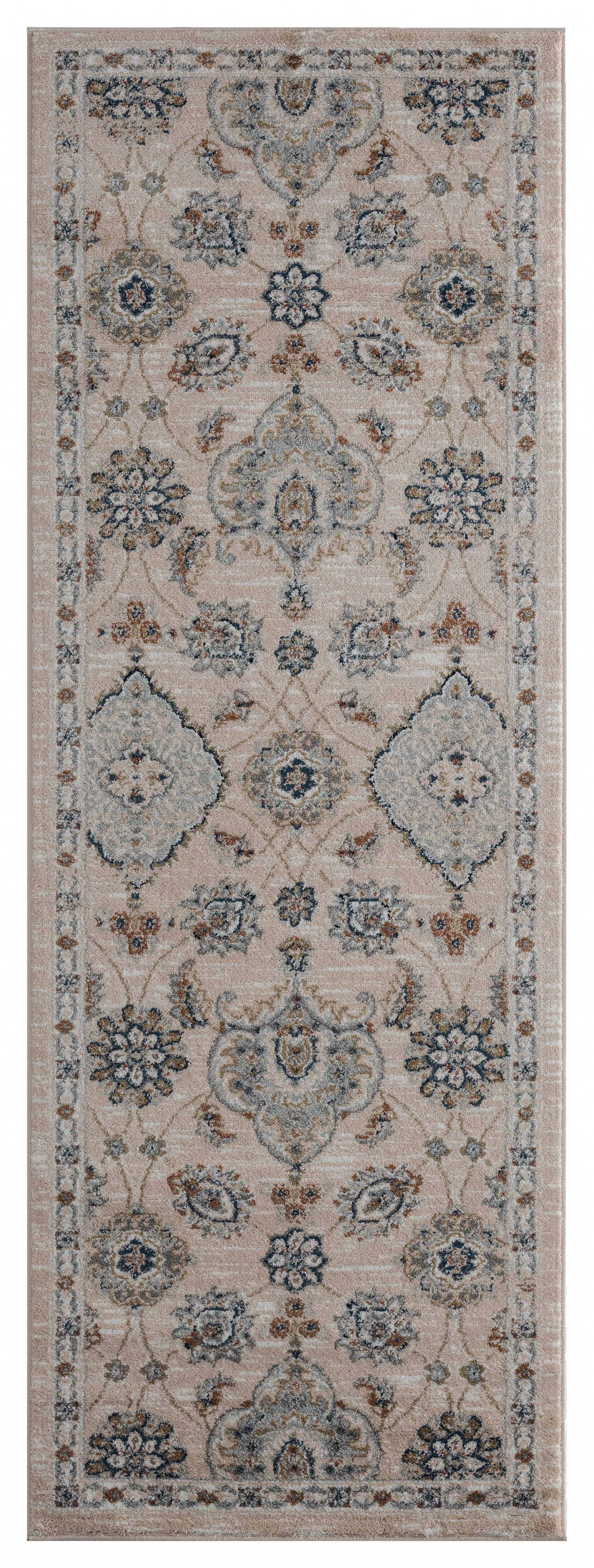31" x 86" Beige Microfiber / Polyester Runner Rug