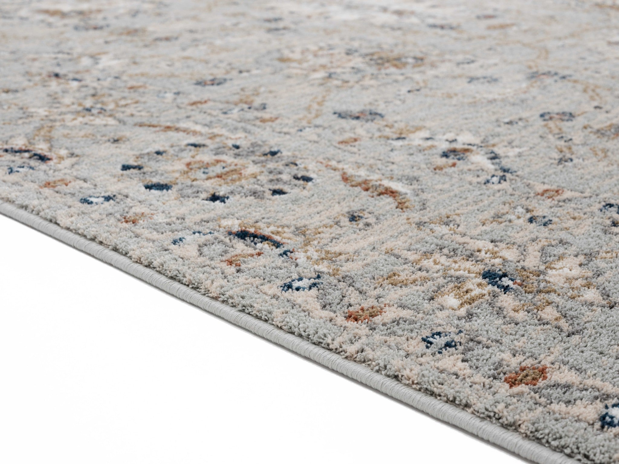 63" x 86" Blue / Grey Microfiber / Polyester Area Rug