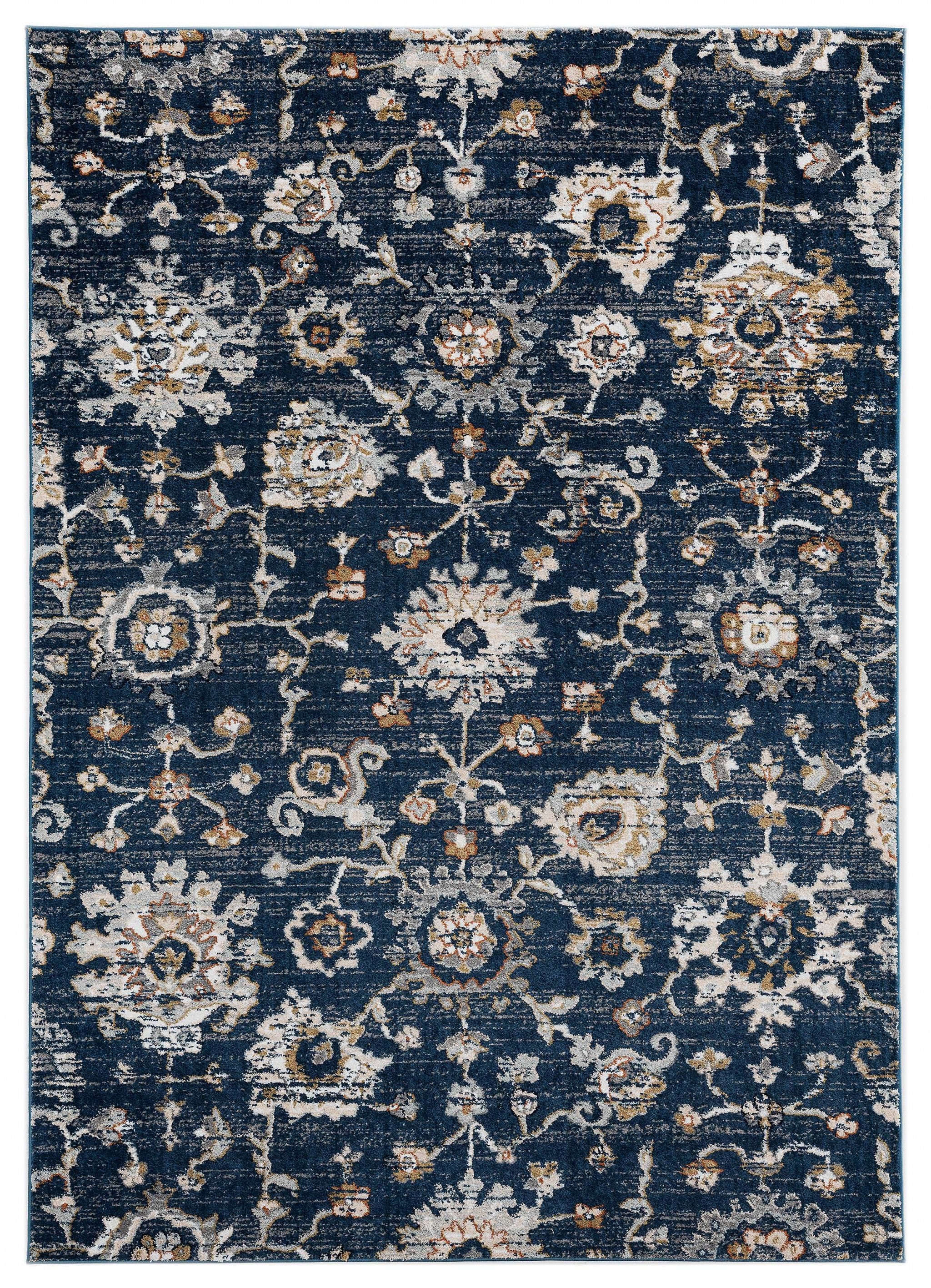 23" x 36" Navy Microfiber / Polyester Accent Rug
