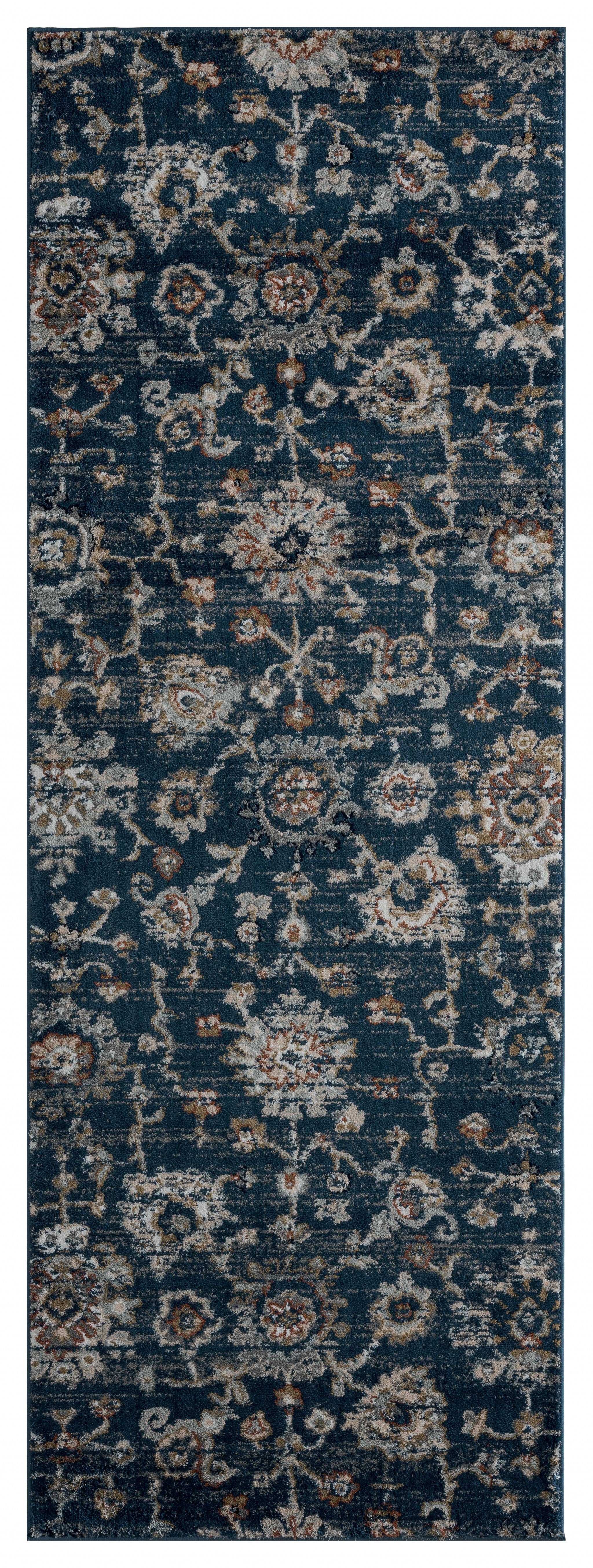 31" x 86" Navy Microfiber / Polyester Runner Rug