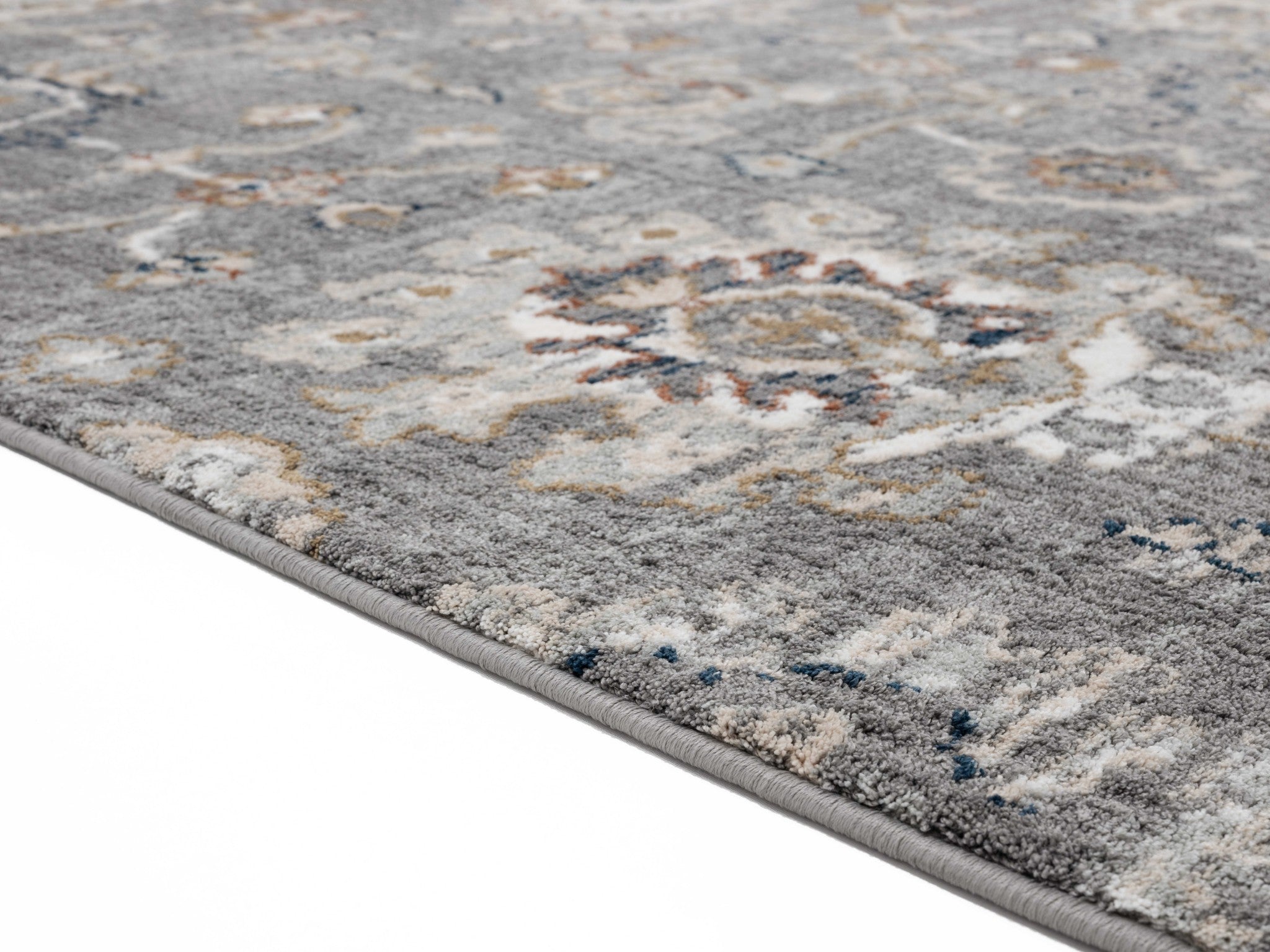 31" x 86" Blue / Grey Microfiber / Polyester Runner Rug