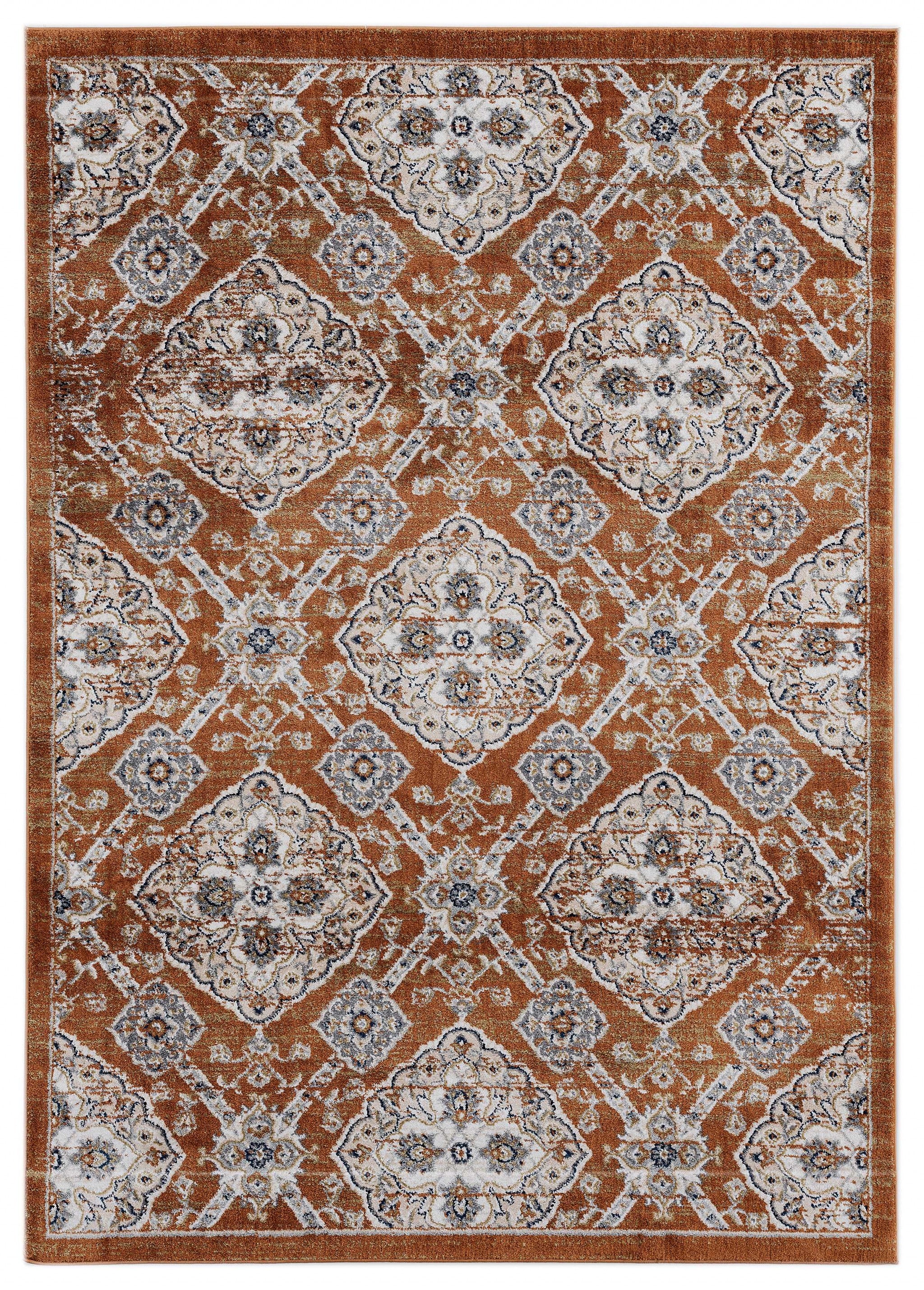 23" x 36" Burnt Orange Microfiber / Polyester Accent Rug