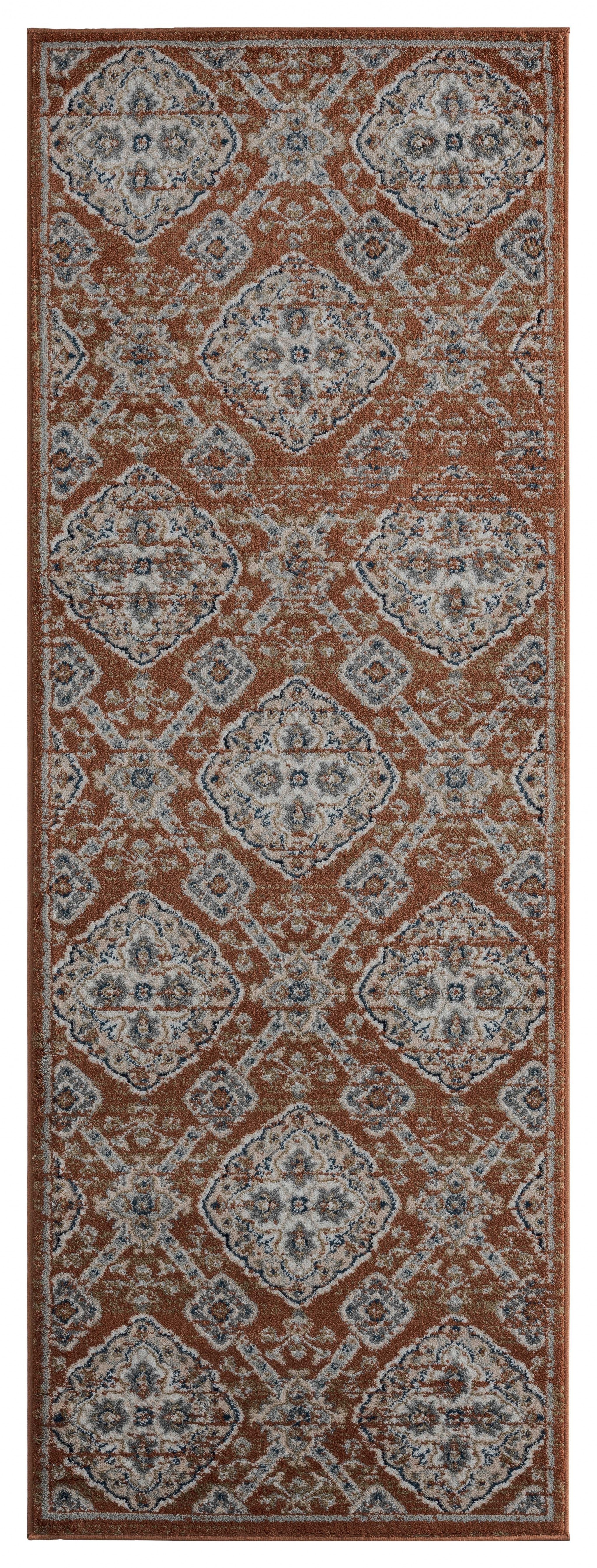 31" x 86" Burnt Orange Microfiber / Polyester Runner Rug