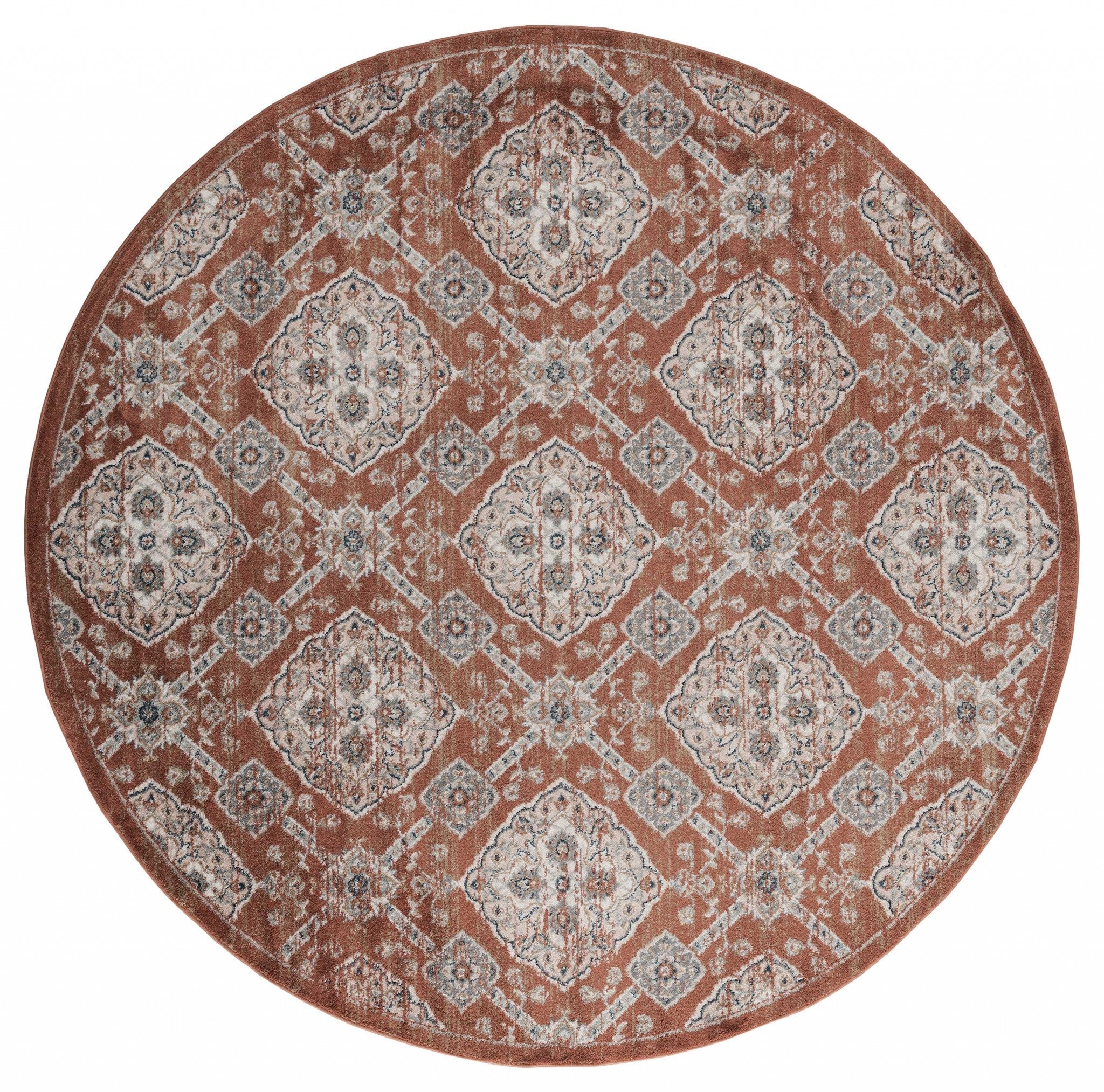 94" x 94" Burnt Orange Microfiber / Polyester Round Rug