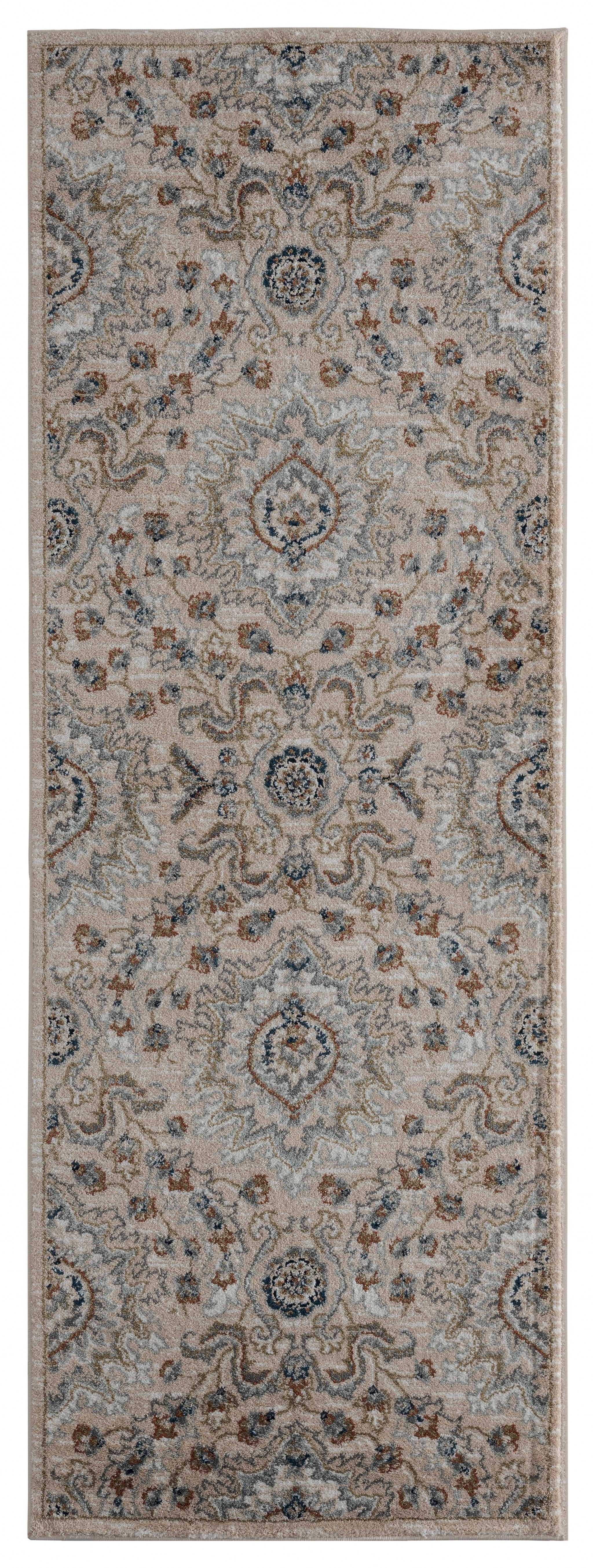 31" x 86" Beige Microfiber / Polyester Runner Rug