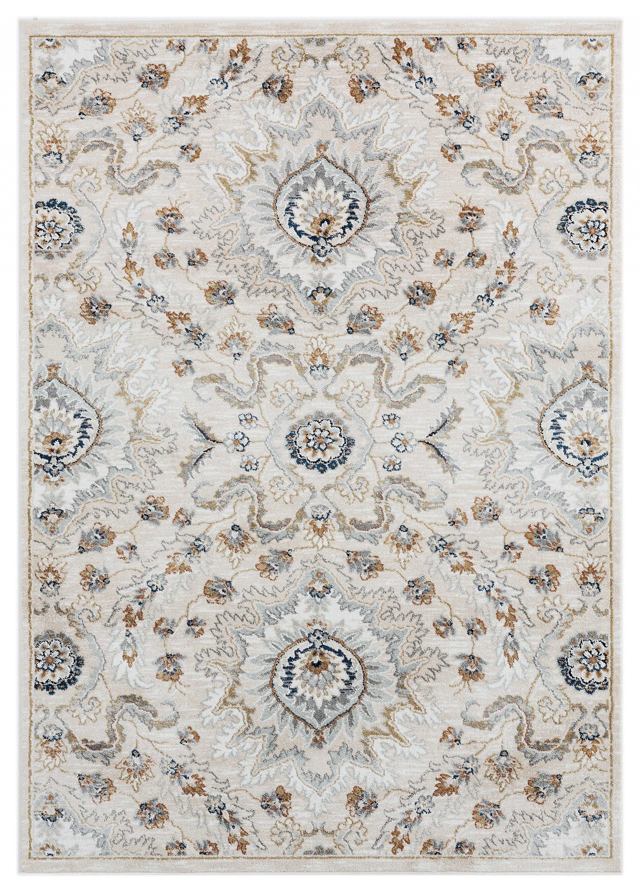 63" x 86" Beige Microfiber / Polyester Area Rug