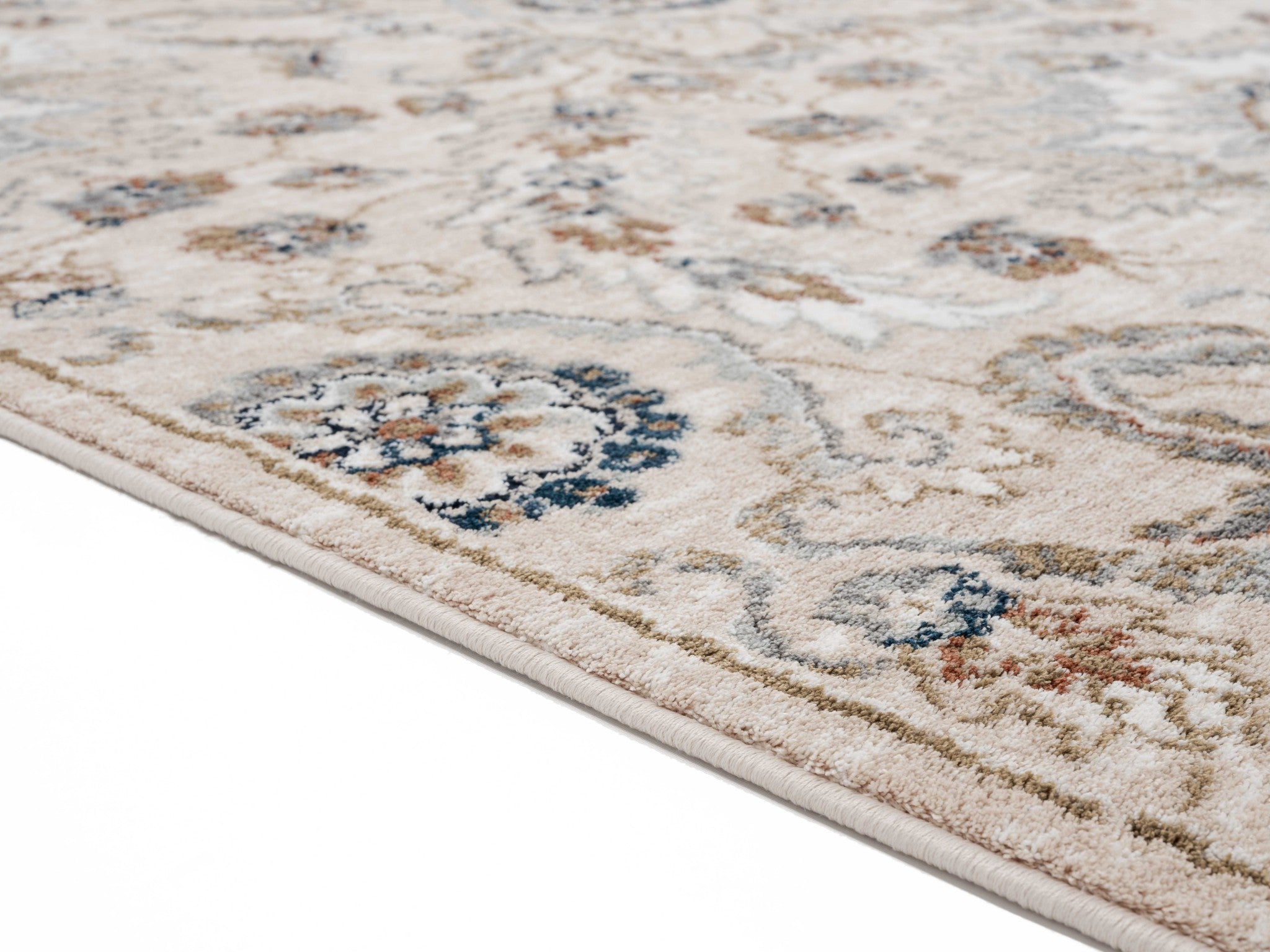 63" x 86" Beige Microfiber / Polyester Area Rug