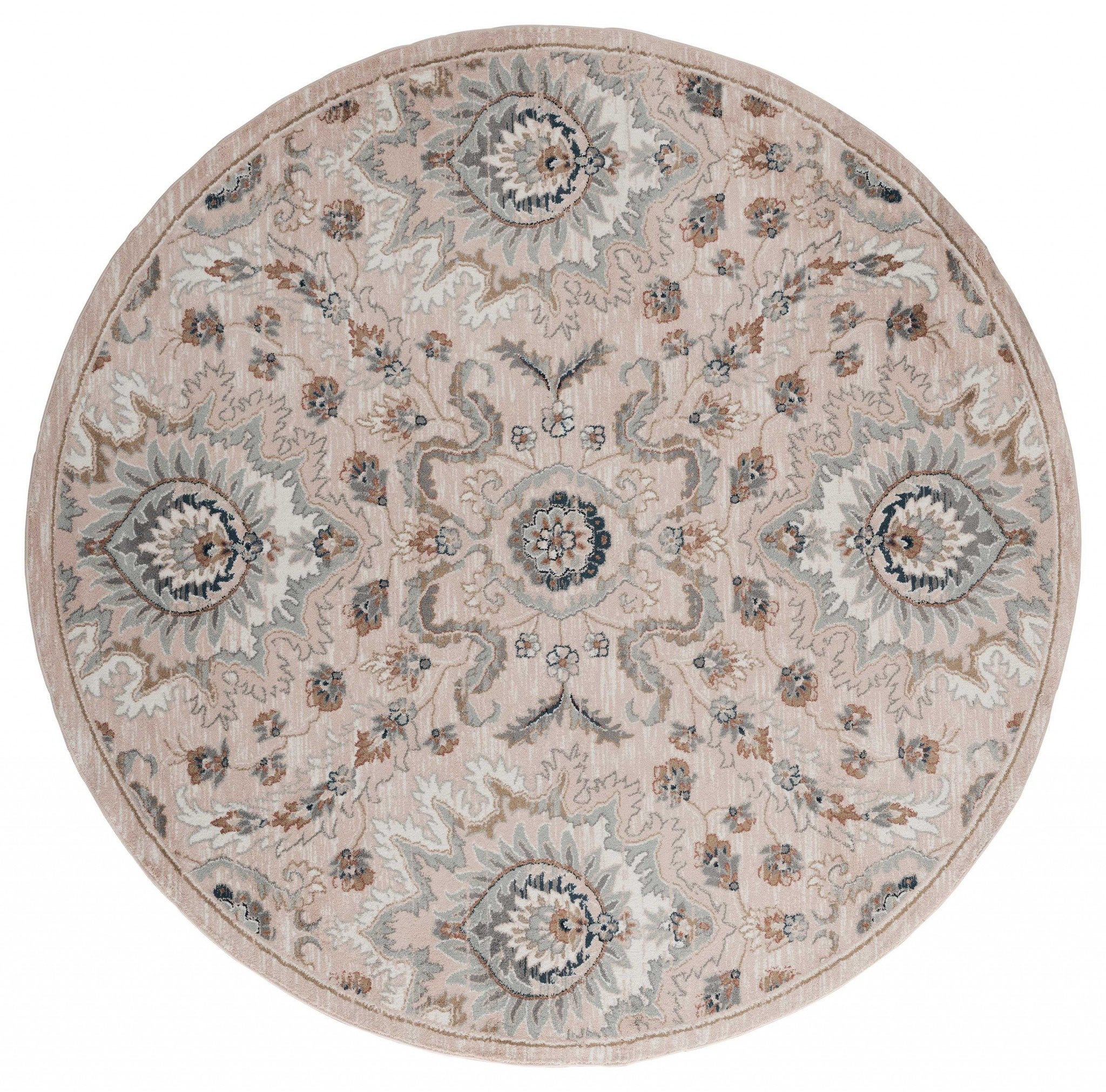 94" x 94" Beige Microfiber / Polyester Round Rug
