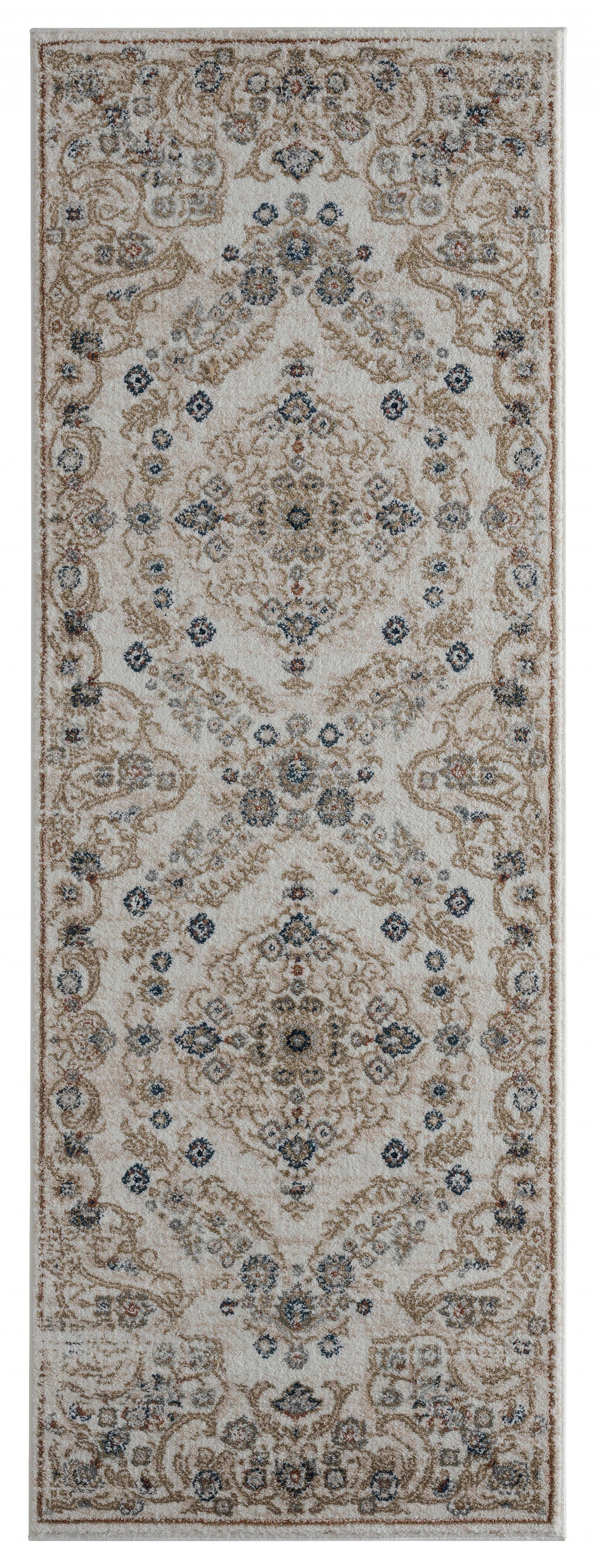 31" x 86" Beige Microfiber / Polyester Runner Rug