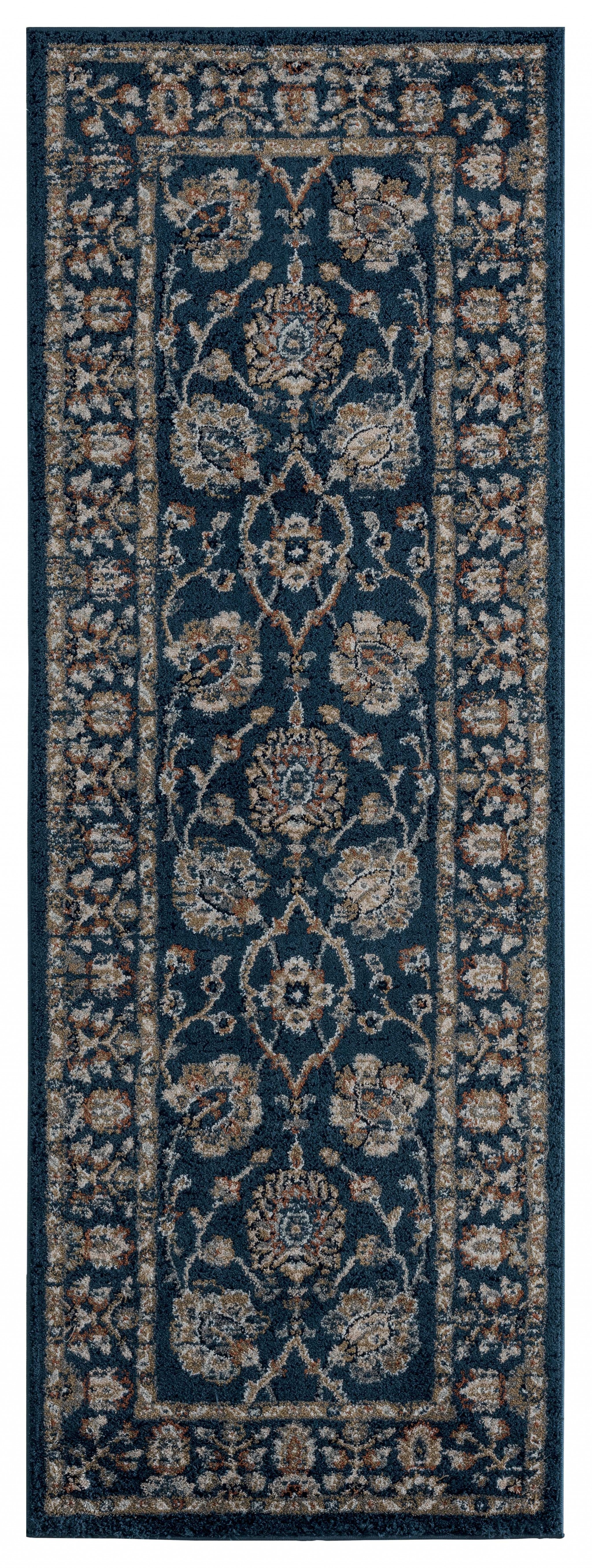 31" x 86" Navy Microfiber / Polyester Runner Rug