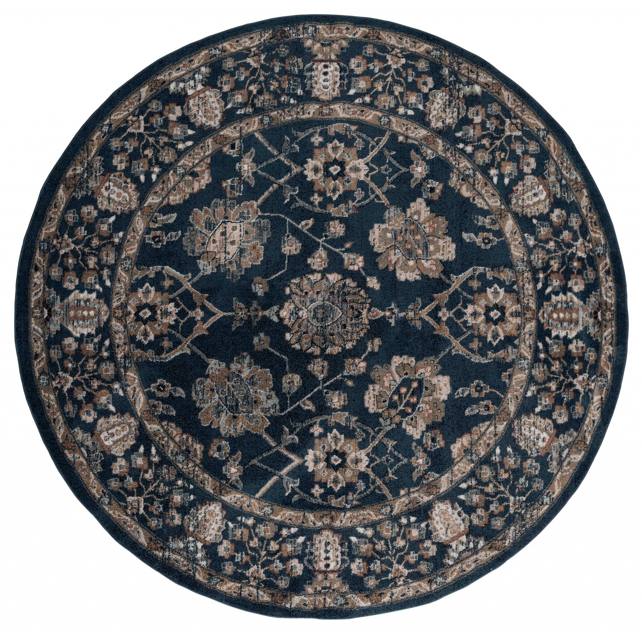 94" x 94" Navy Microfiber / Polyester Round Rug