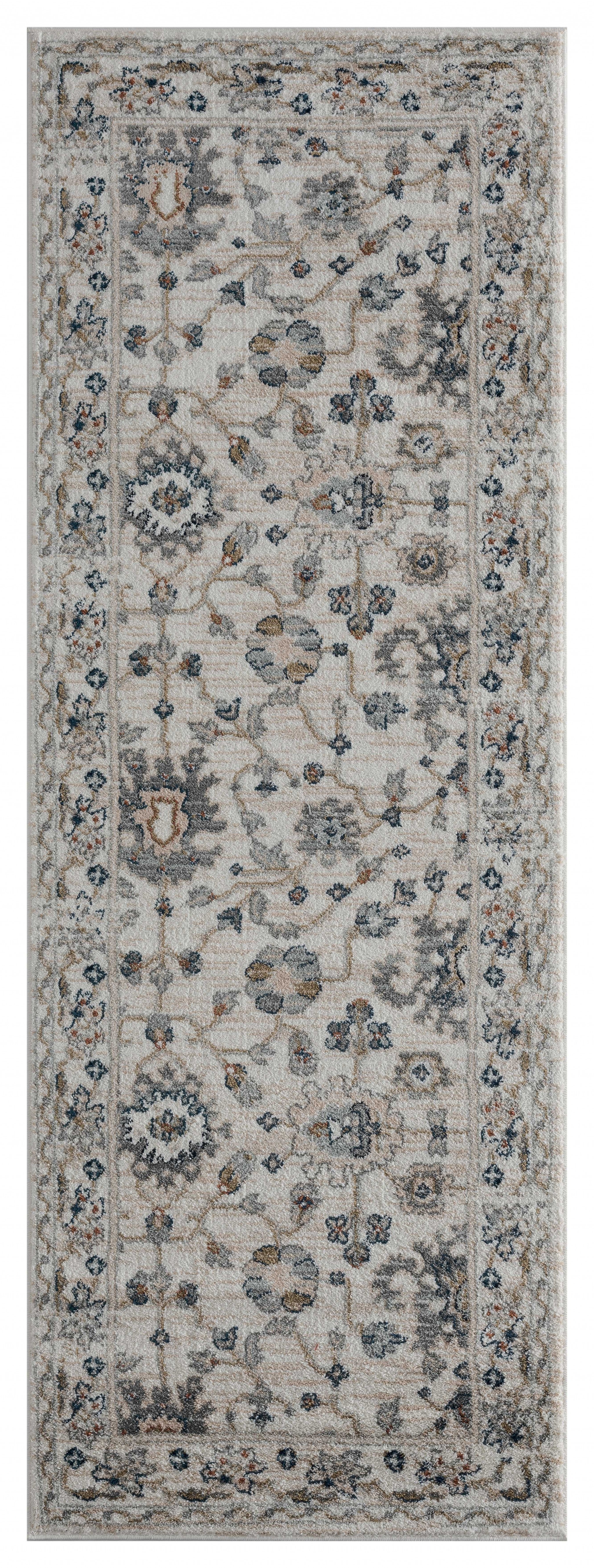 31" x 86" Beige Microfiber / Polyester Runner Rug