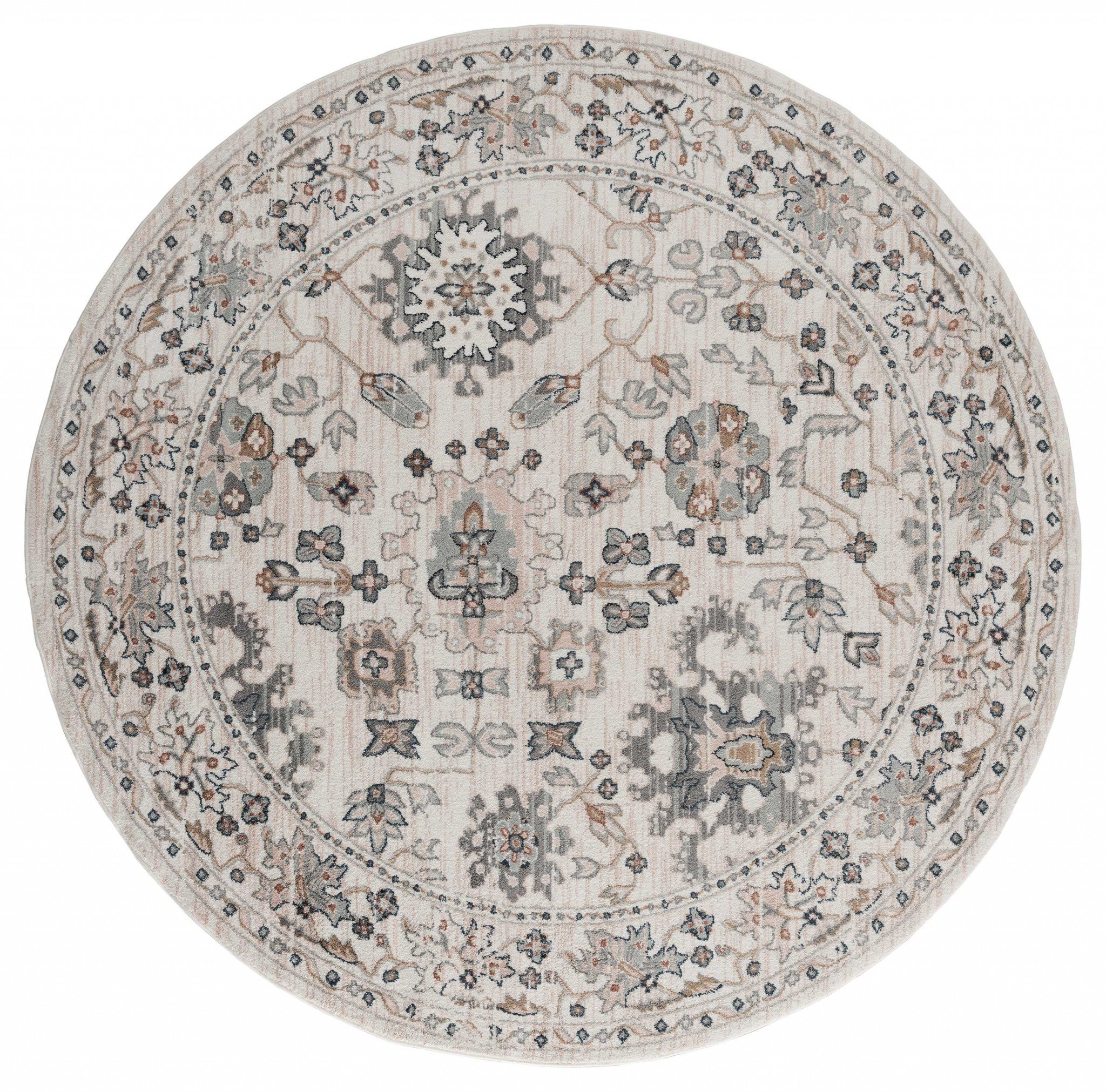 94" x 94" Beige Microfiber / Polyester Round Rug