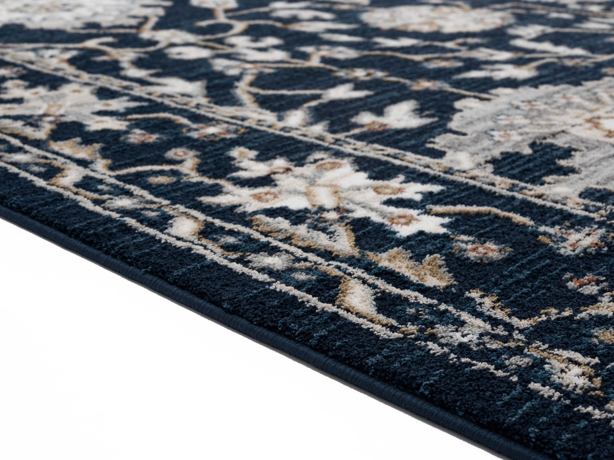 31" x 86" Navy Microfiber / Polyester Runner Rug