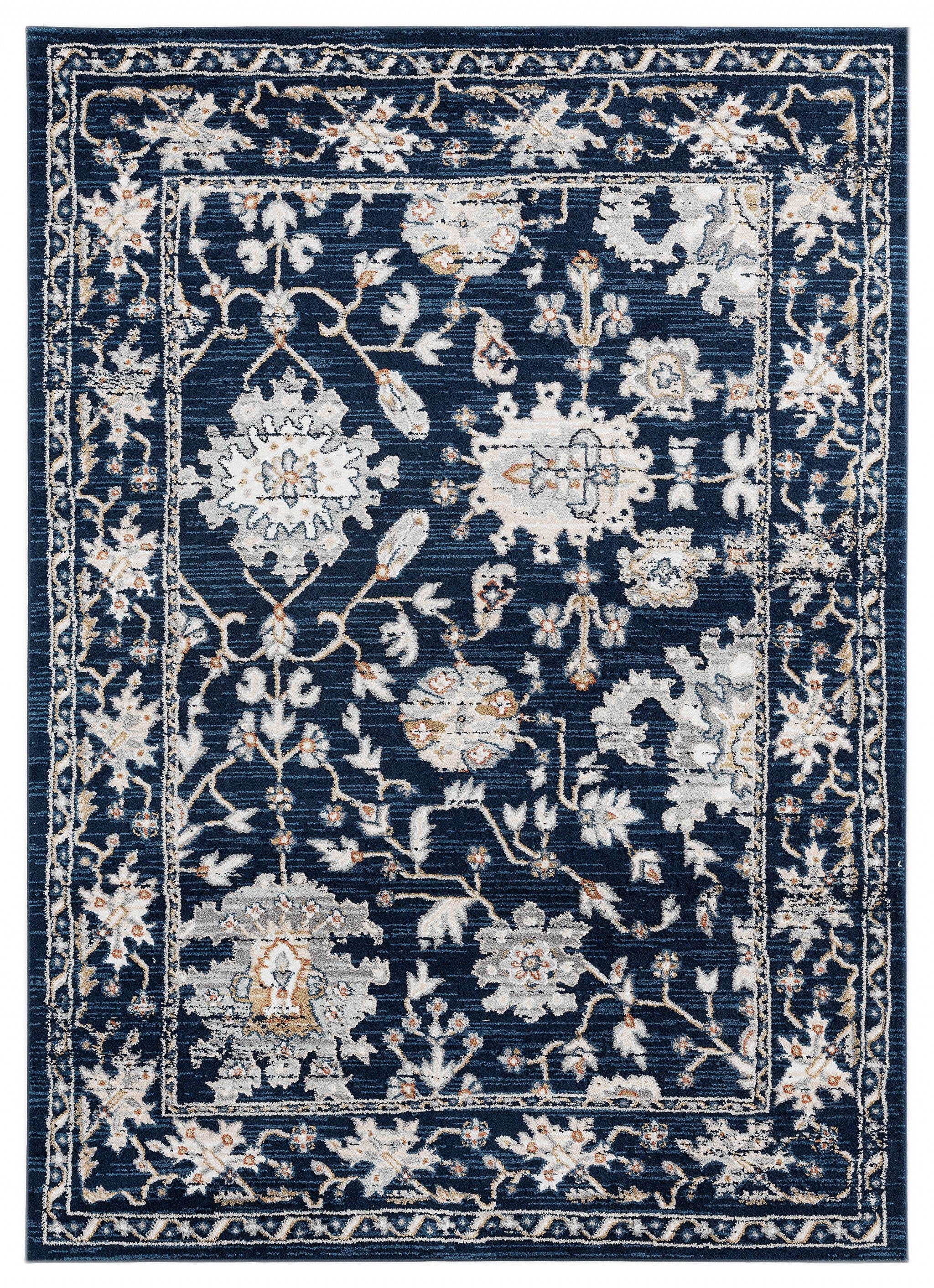 63" x 86" Navy Microfiber / Polyester Area Rug
