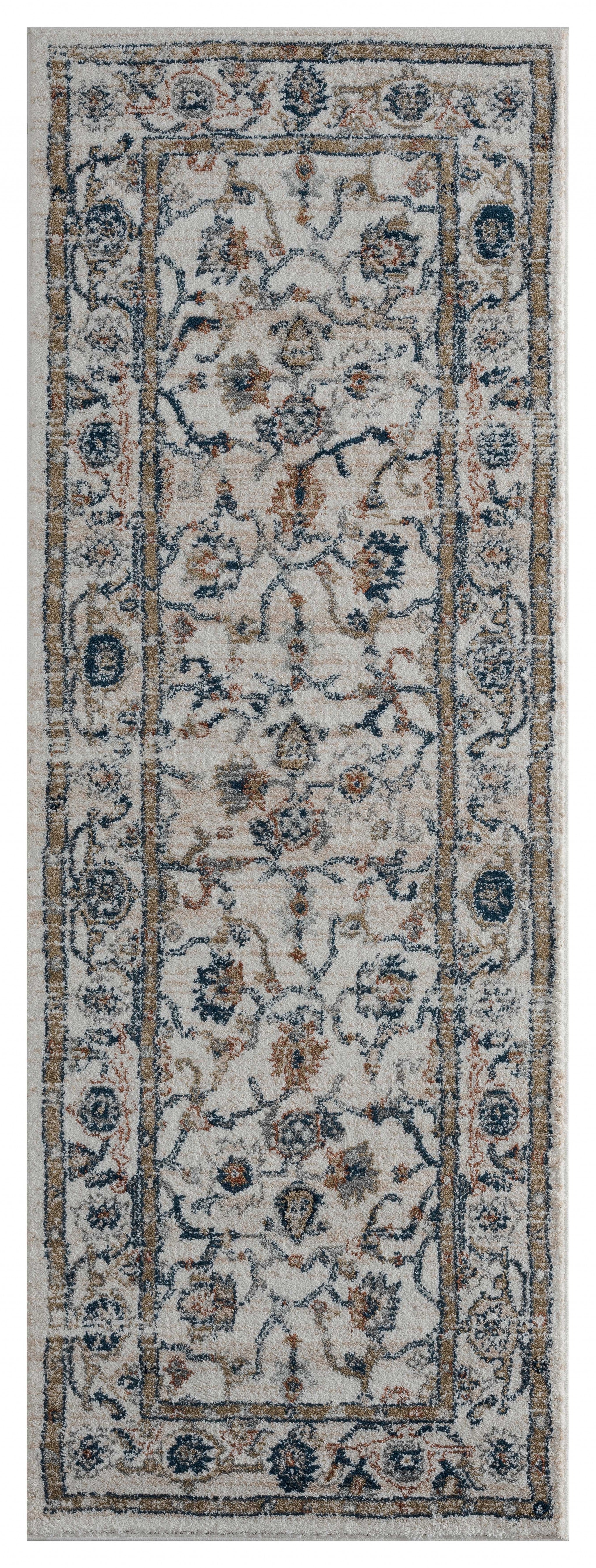31" x 86" Beige Microfiber / Polyester Runner Rug