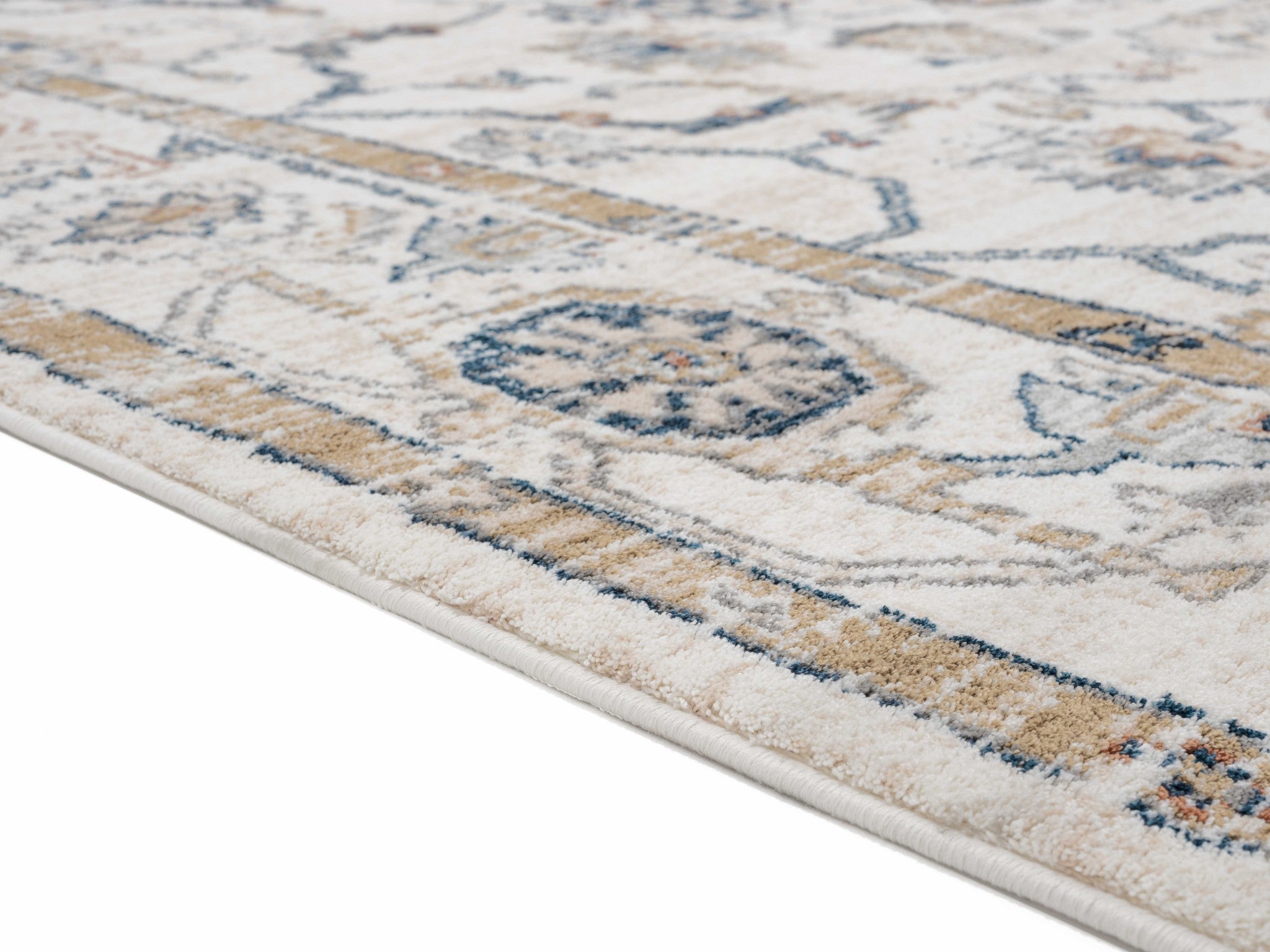 63" x 86" Beige Microfiber / Polyester Area Rug
