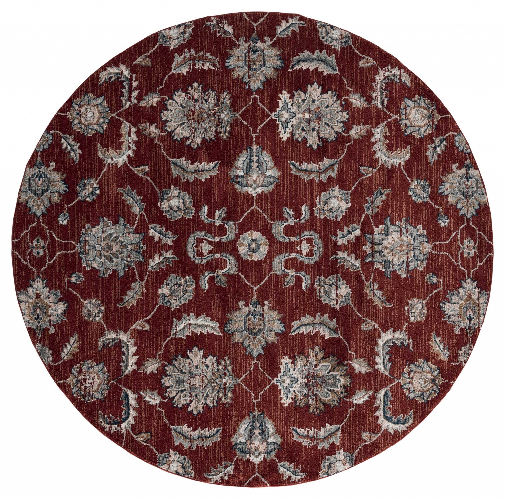 94" x 94" Crimson Microfiber / Polyester Round Rug