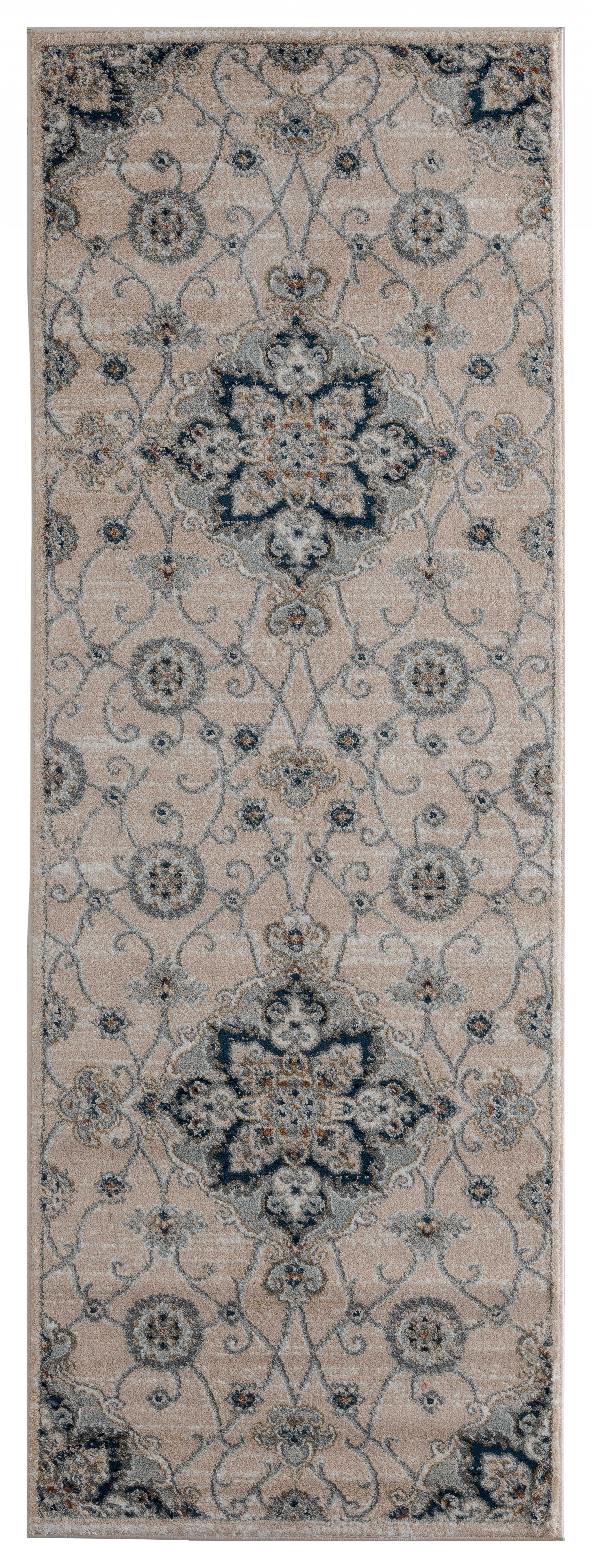 31" x 86" Beige Microfiber / Polyester Runner Rug